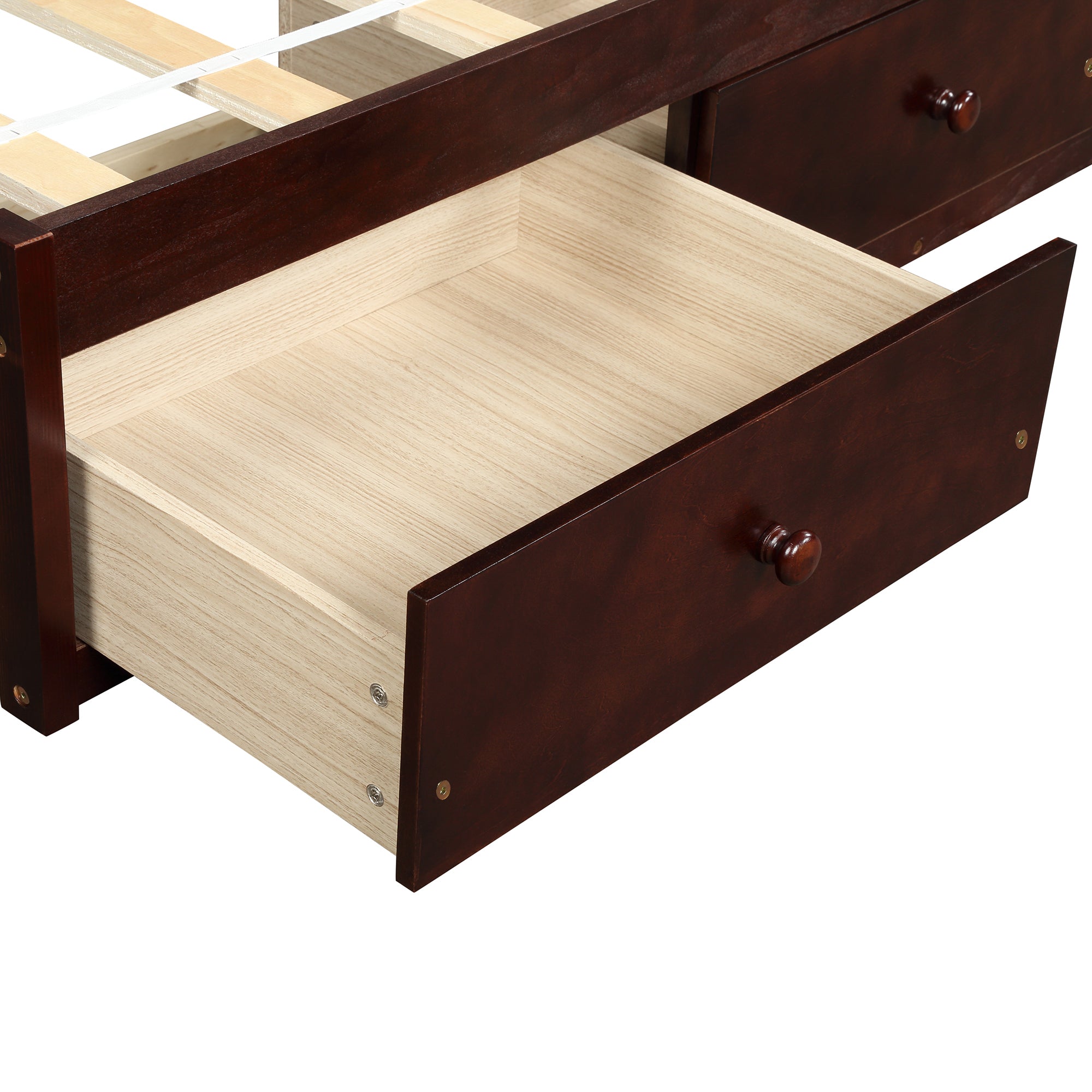 Twin Solid Wood Frame Platform Bed with 3 Drawers