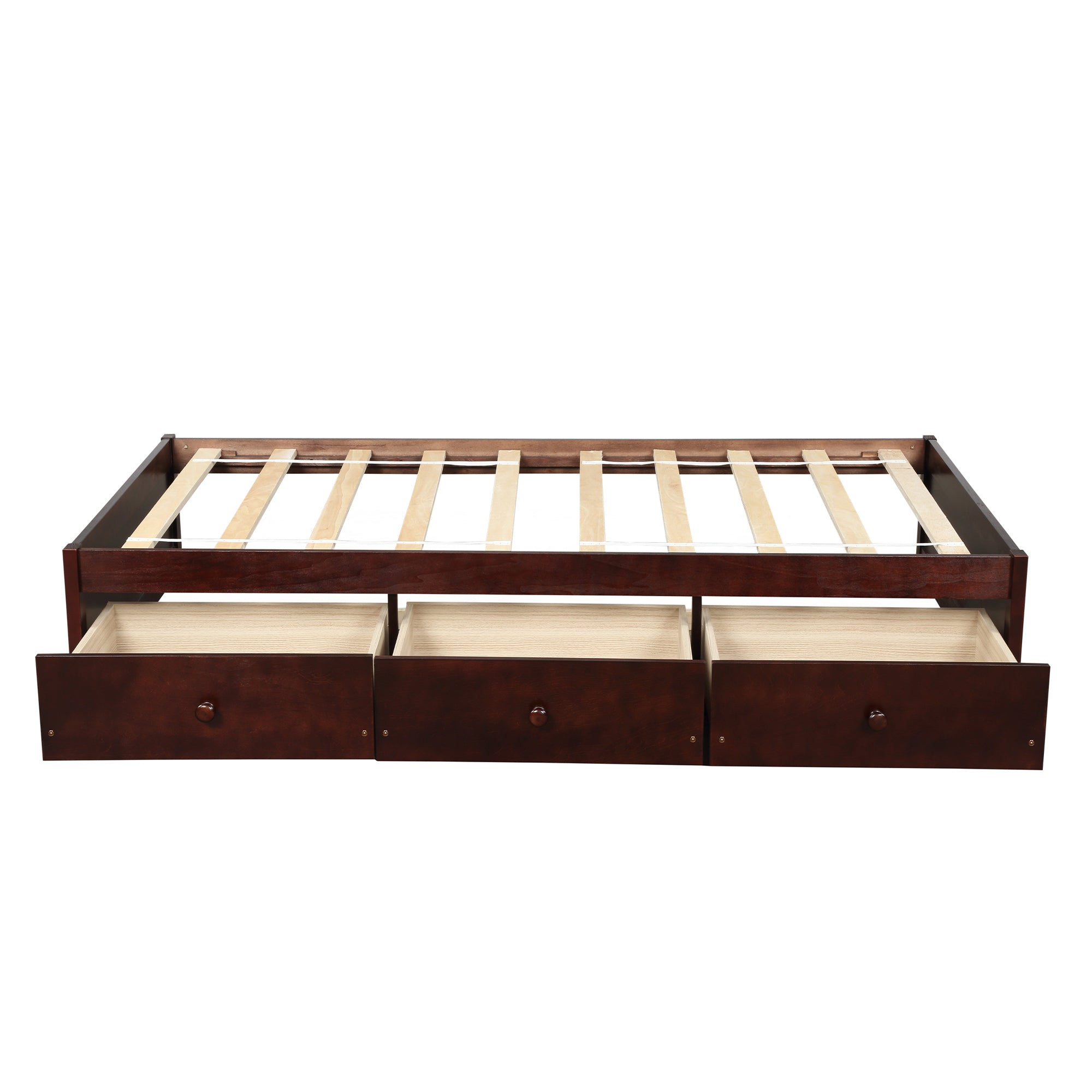 Twin Solid Wood Frame Platform Bed with 3 Drawers