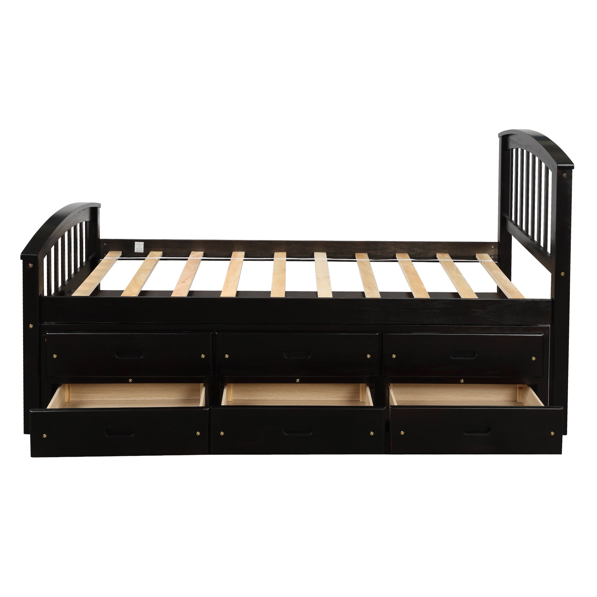 Twin Solid Wood Frame Platform Bed with 6 Drawers