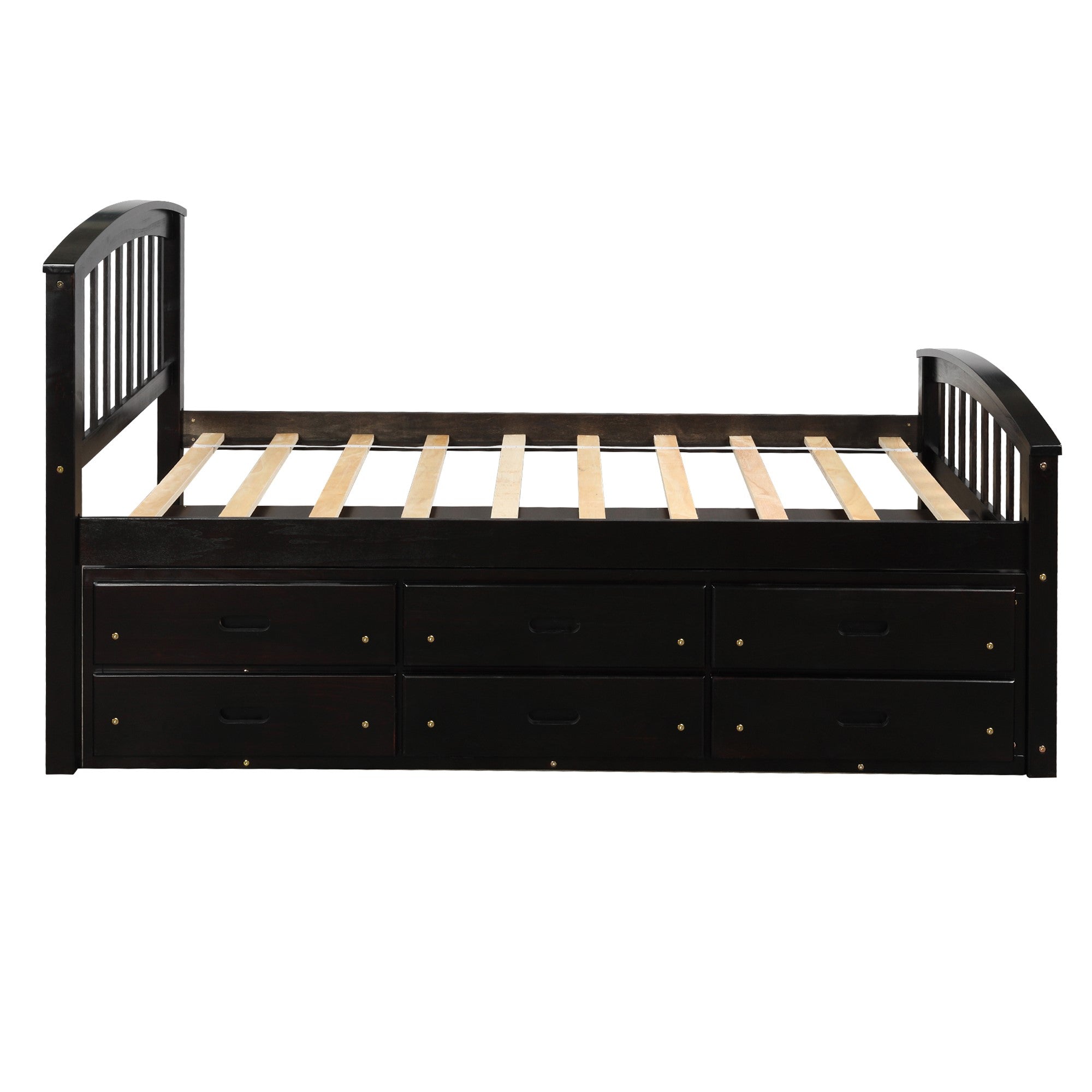 Twin Solid Wood Frame Platform Bed with 6 Drawers