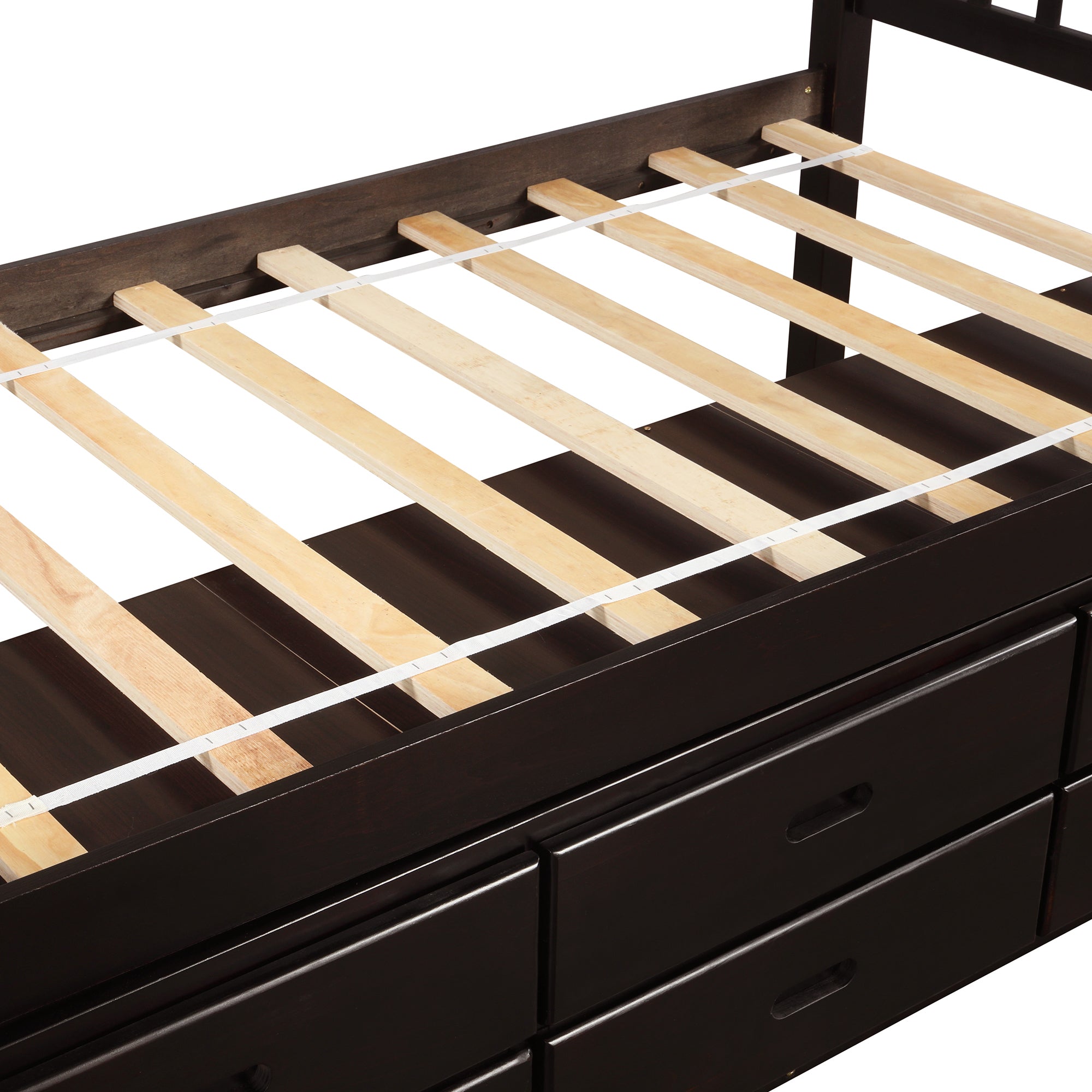 Twin Solid Wood Frame Platform Bed with 6 Drawers