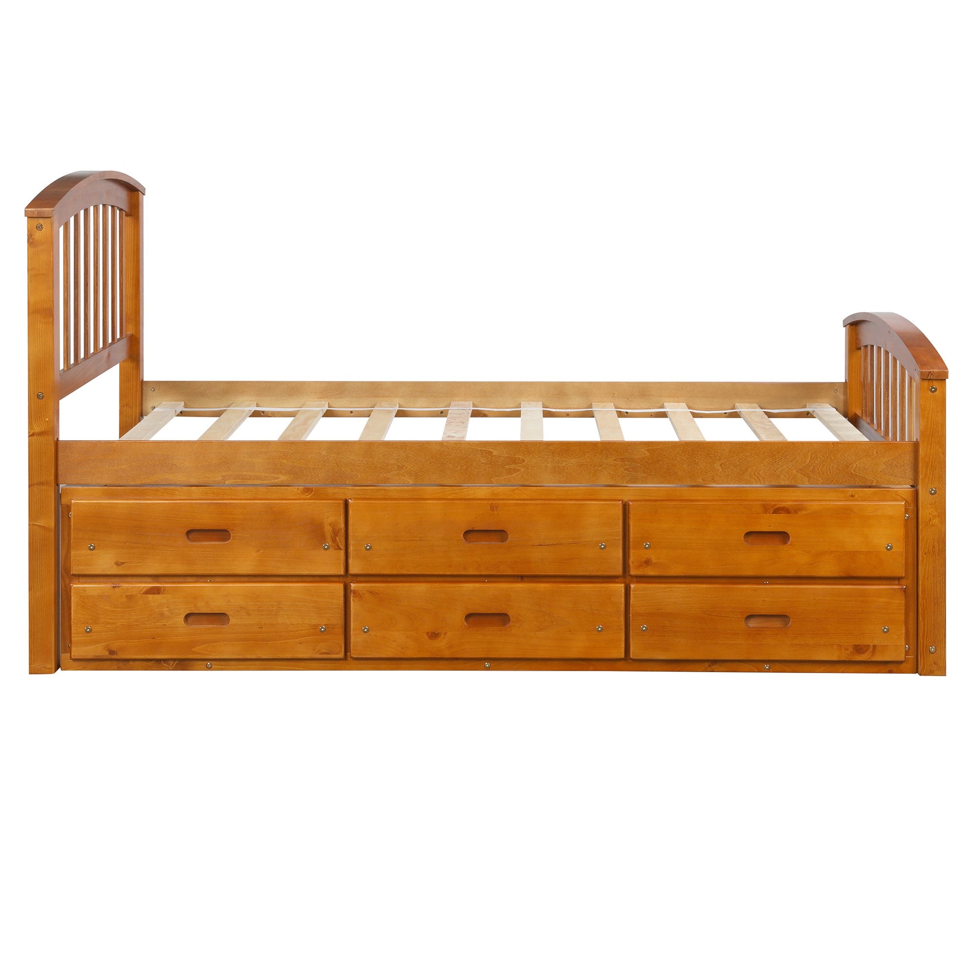 Twin Solid Wood Frame Platform Bed with 6 Drawers