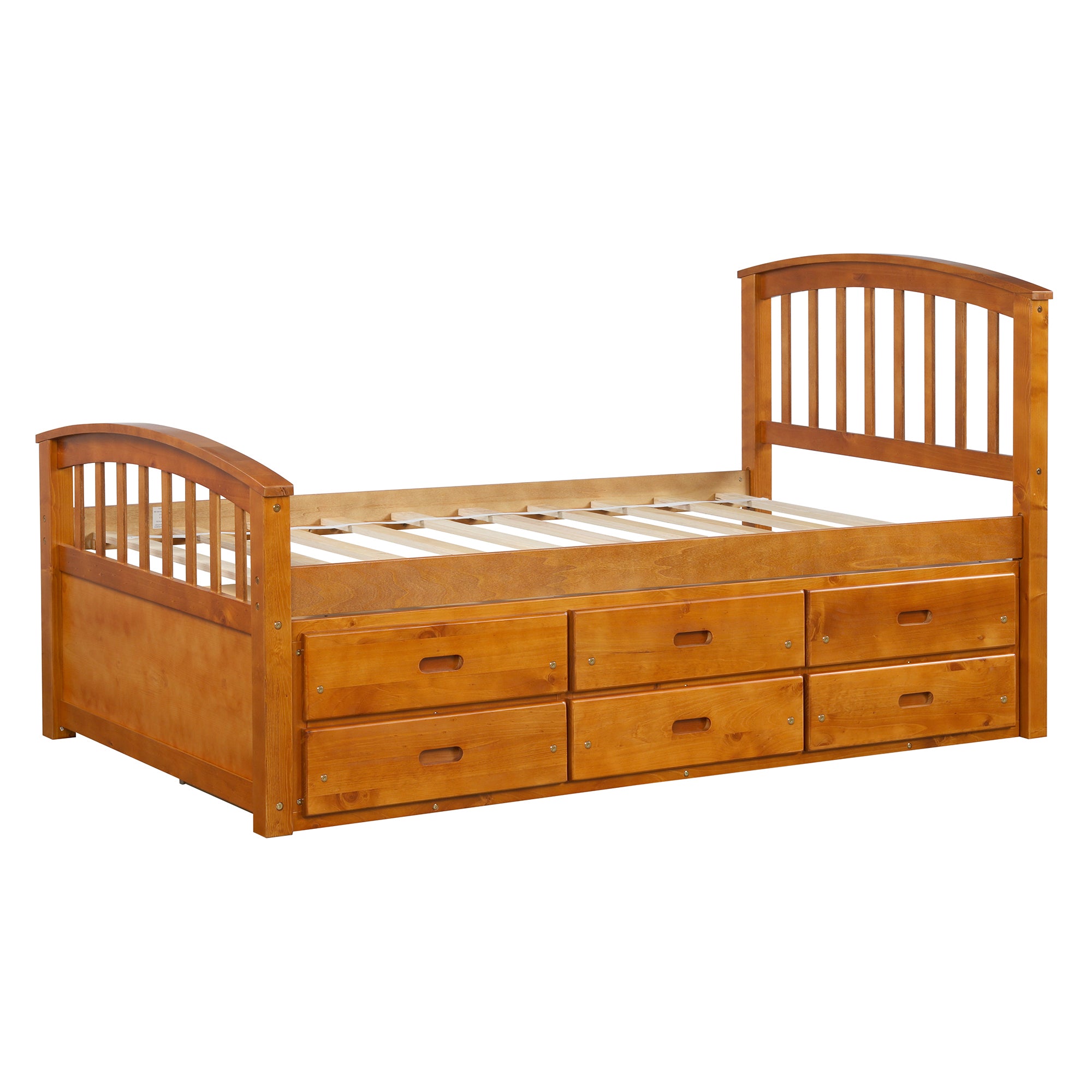 Twin Solid Wood Frame Platform Bed with 6 Drawers