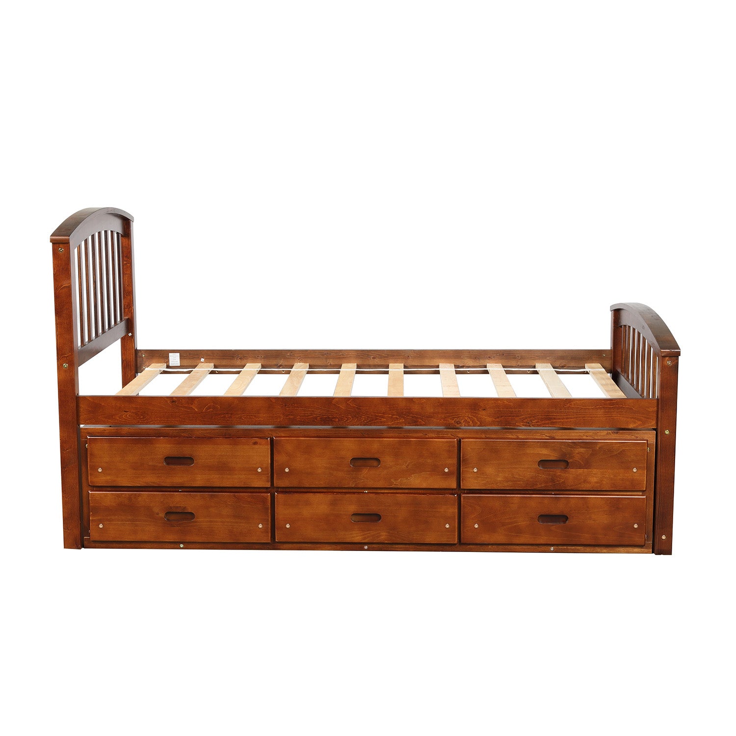 Twin Solid Wood Frame Platform Bed with 6 Drawers