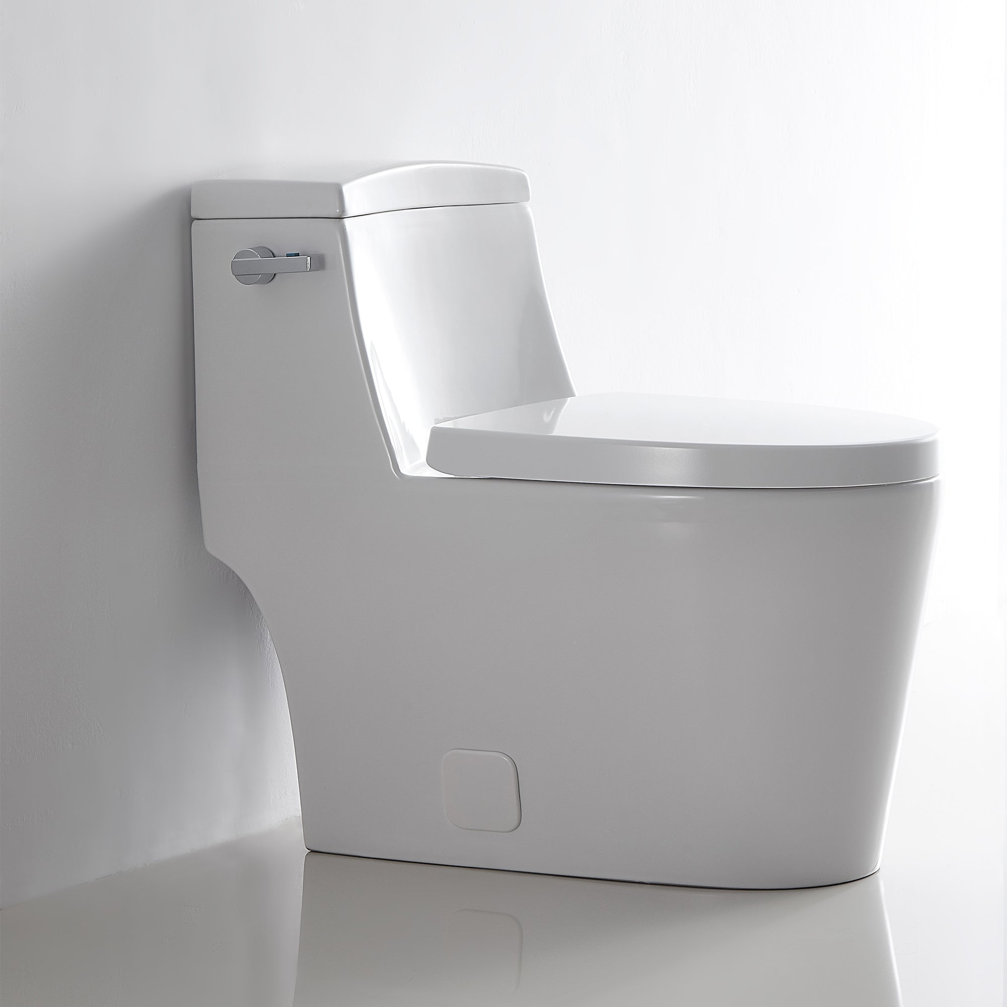 1-piece 0.88/1.28 GPF Dual Flush Elongated Toilet in White Seat Included