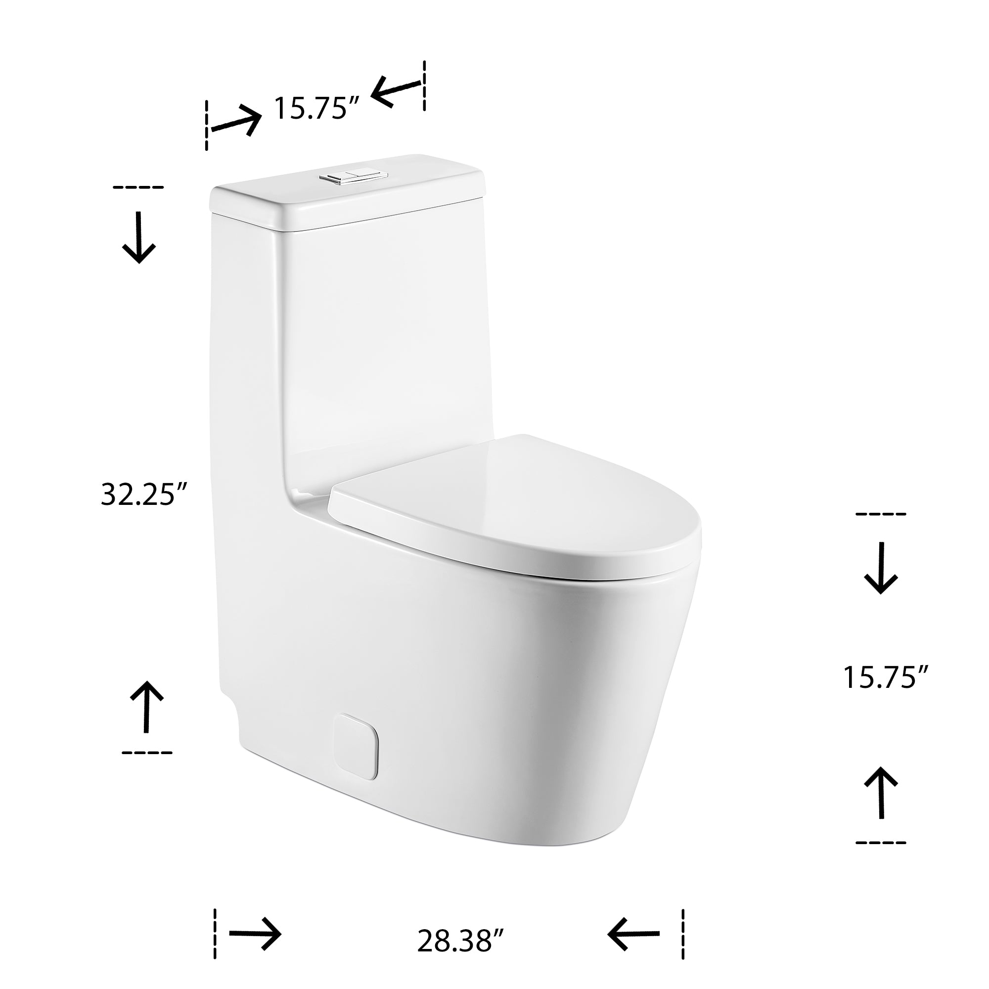 1-piece 0.88/1.28 GPF Dual Flush Elongated Toilet in White Seat Included