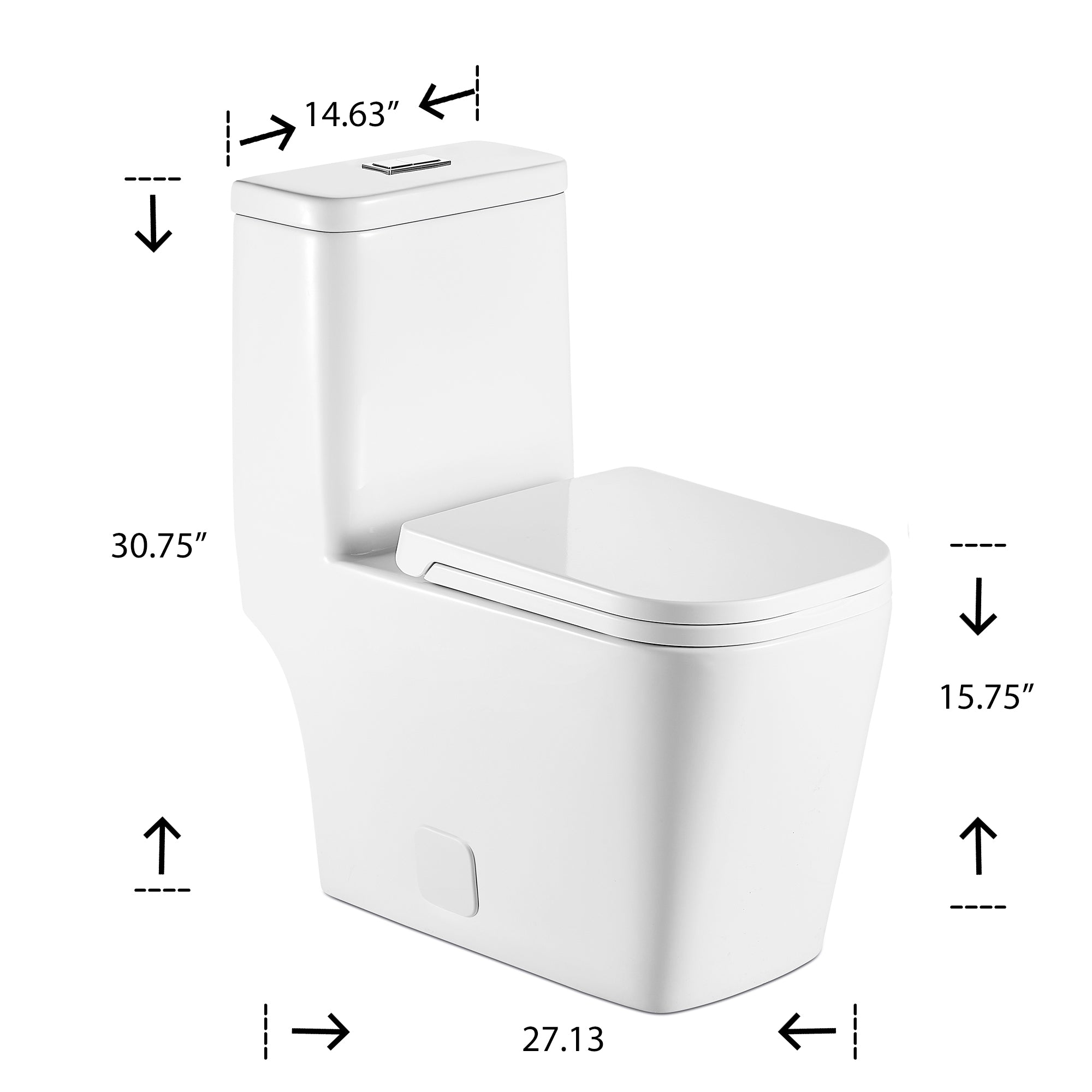 1-piece 0.88/1.28 GPF Dual Flush Elongated Toilet in White Seat Included