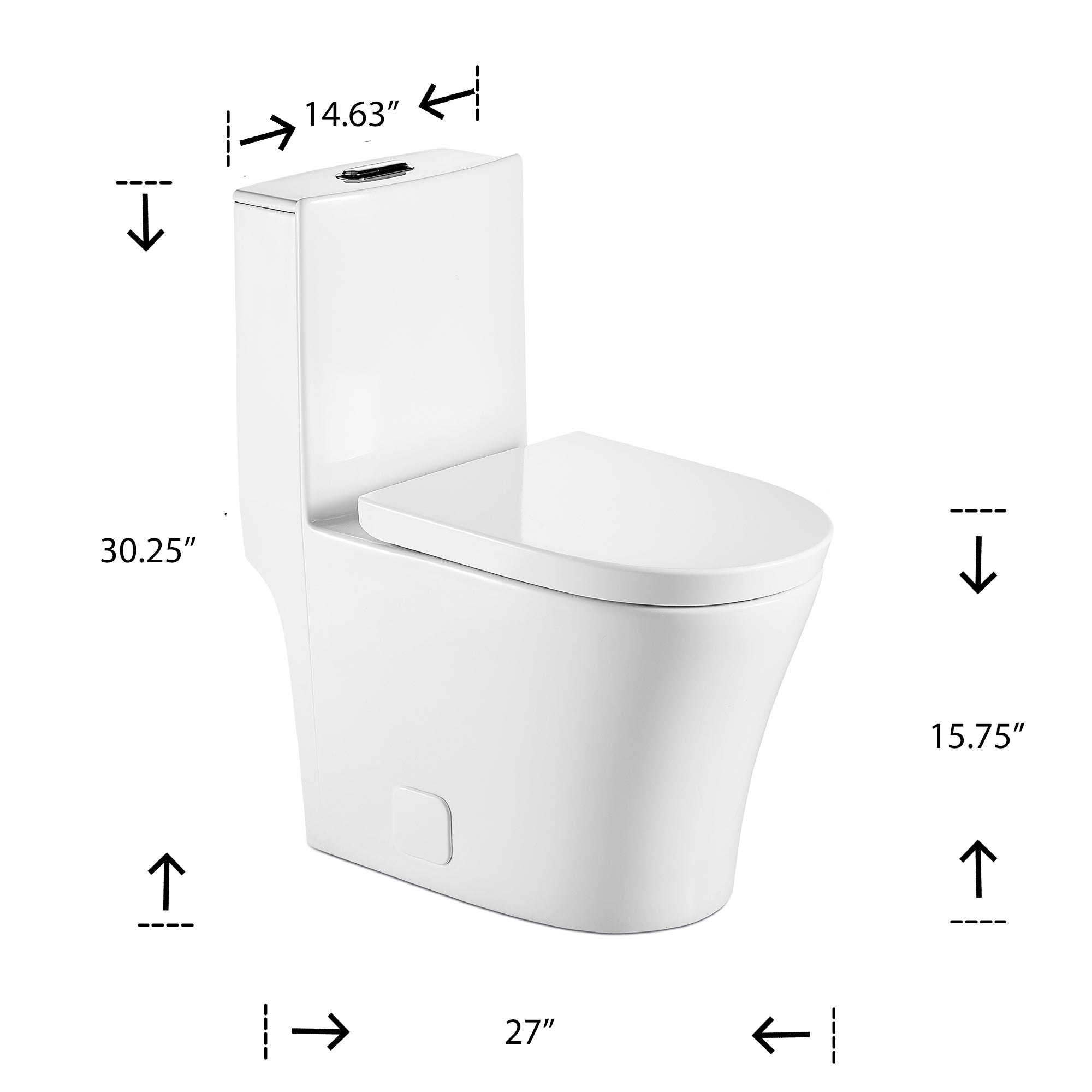 1-piece 0.88/1.28 GPF Dual Flush Elongated Toilet in White Seat Included