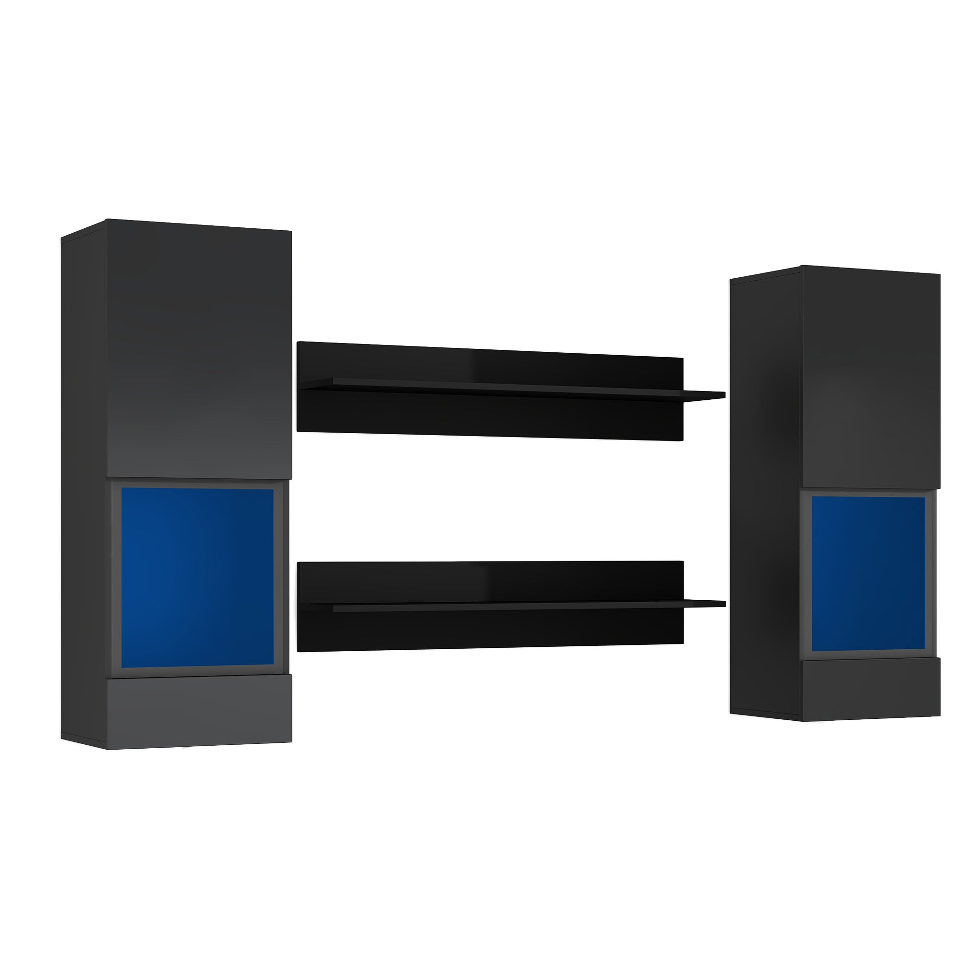 41" Tall Wood Wall Mount Media Storage Cabinets with 2 Shelves