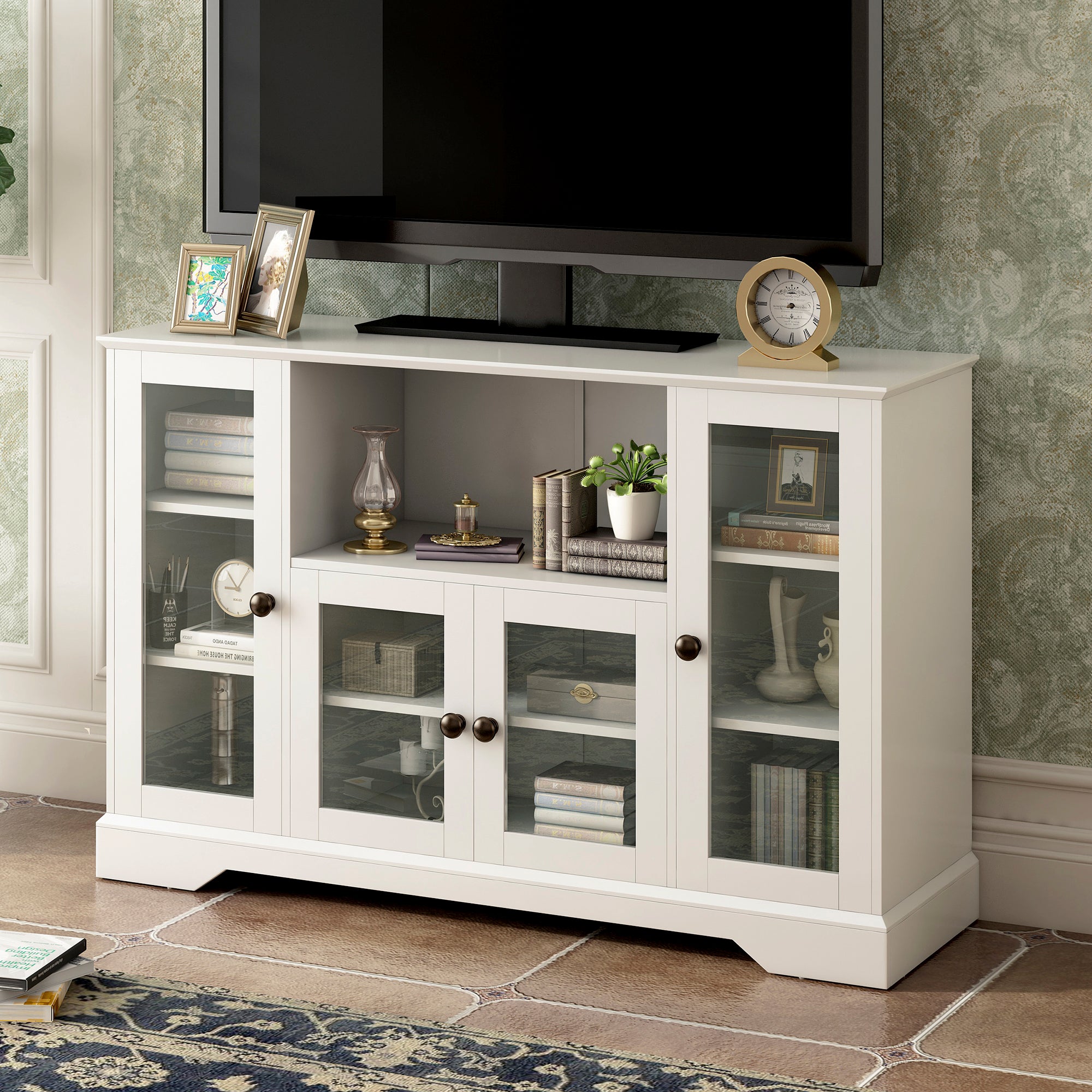 52" L Wood Storage Cabinets with Adjustable Shelves