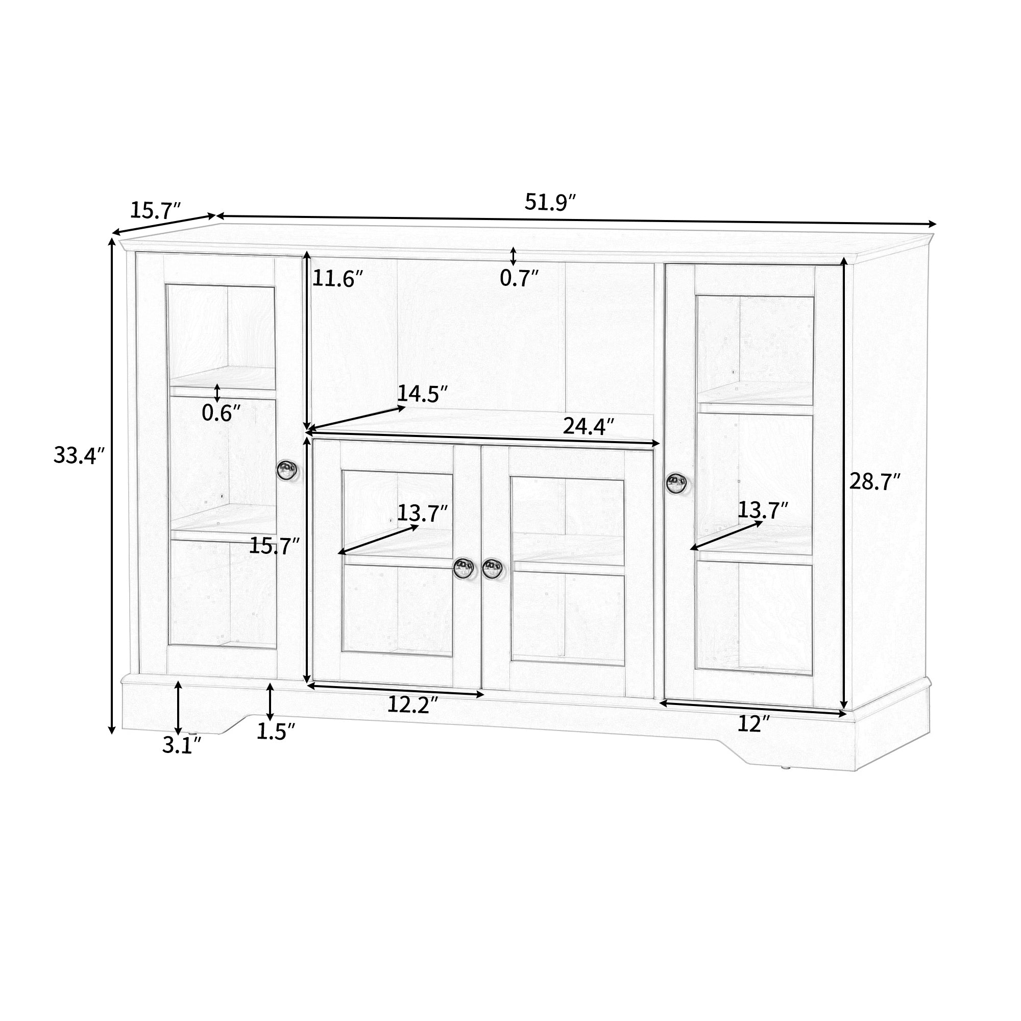 52" L Wood Storage Cabinets with Adjustable Shelves