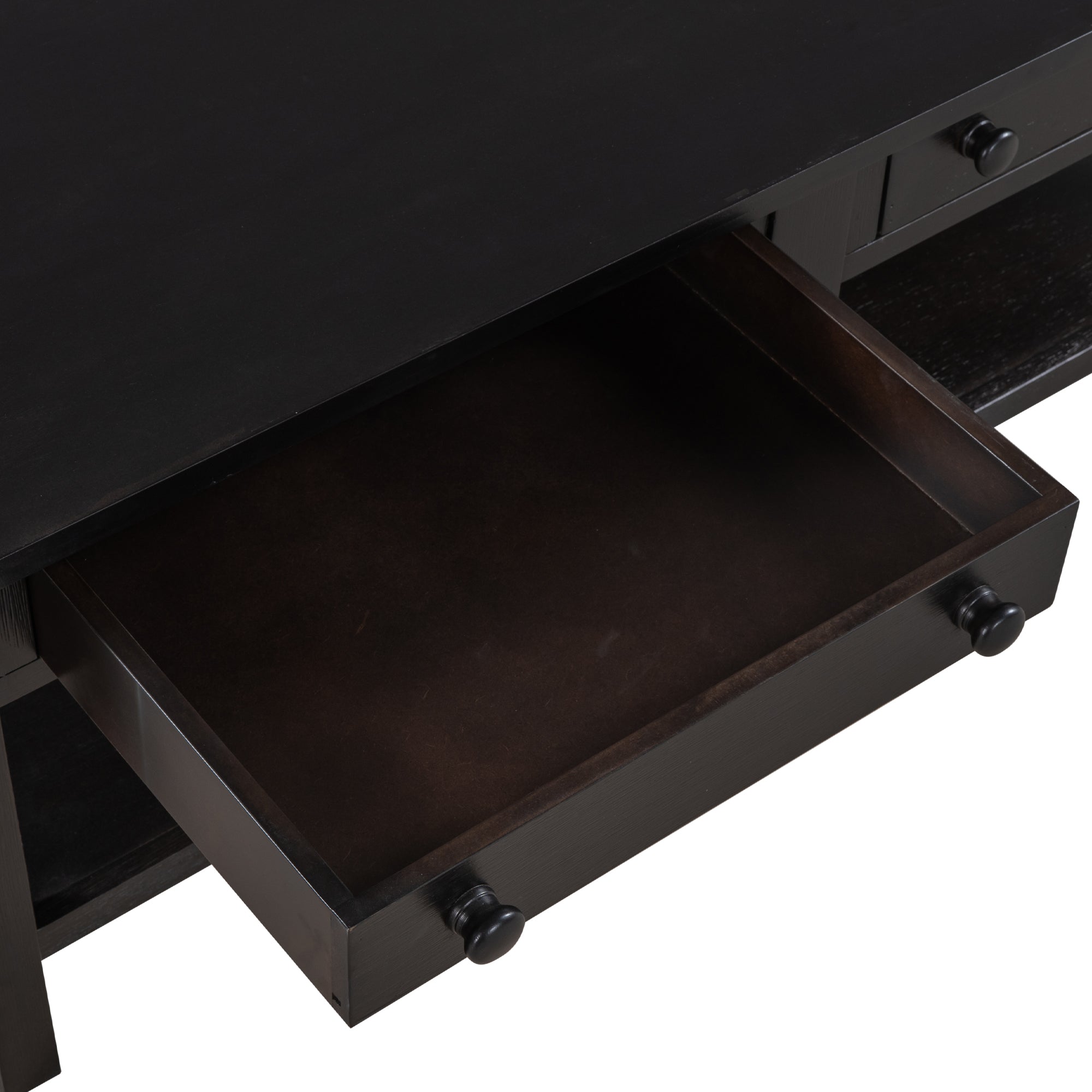 2-Drawer Solid Wood Coffee Table with Open Styled Shelf