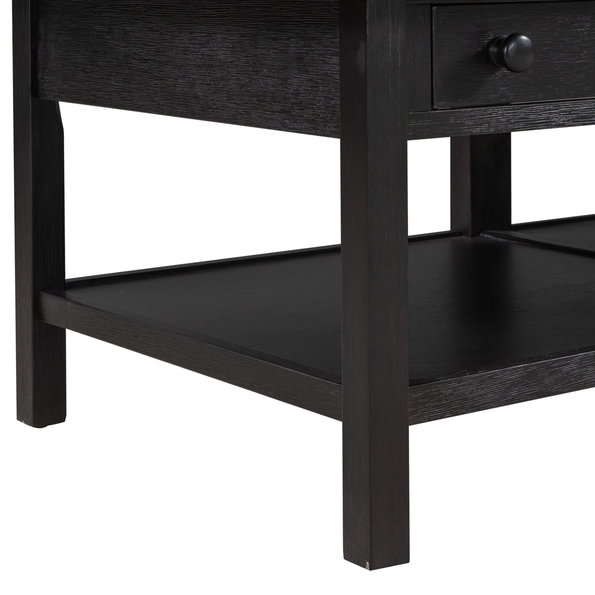 2-Drawer Solid Wood Coffee Table with Open Styled Shelf