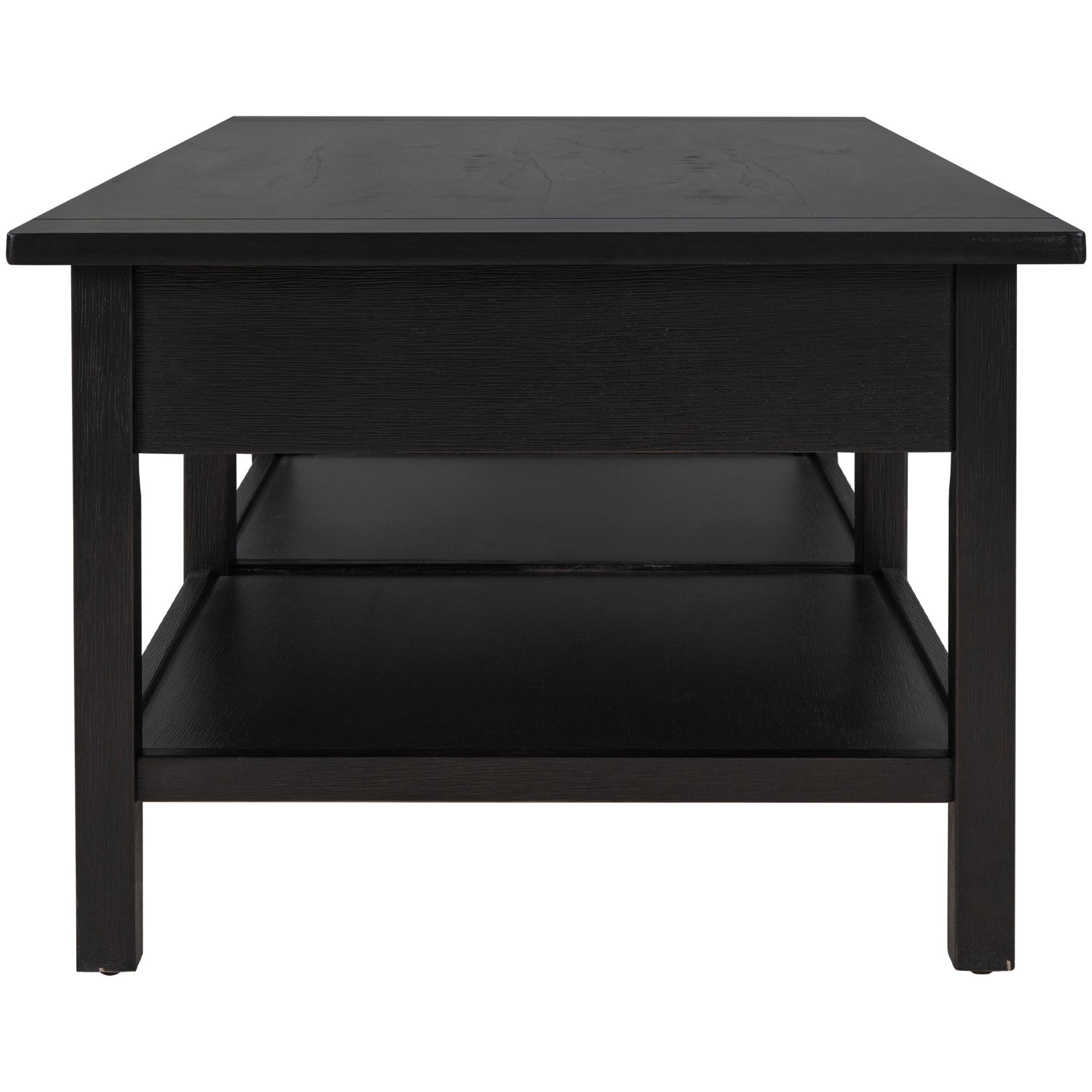 2-Drawer Solid Wood Coffee Table with Open Styled Shelf