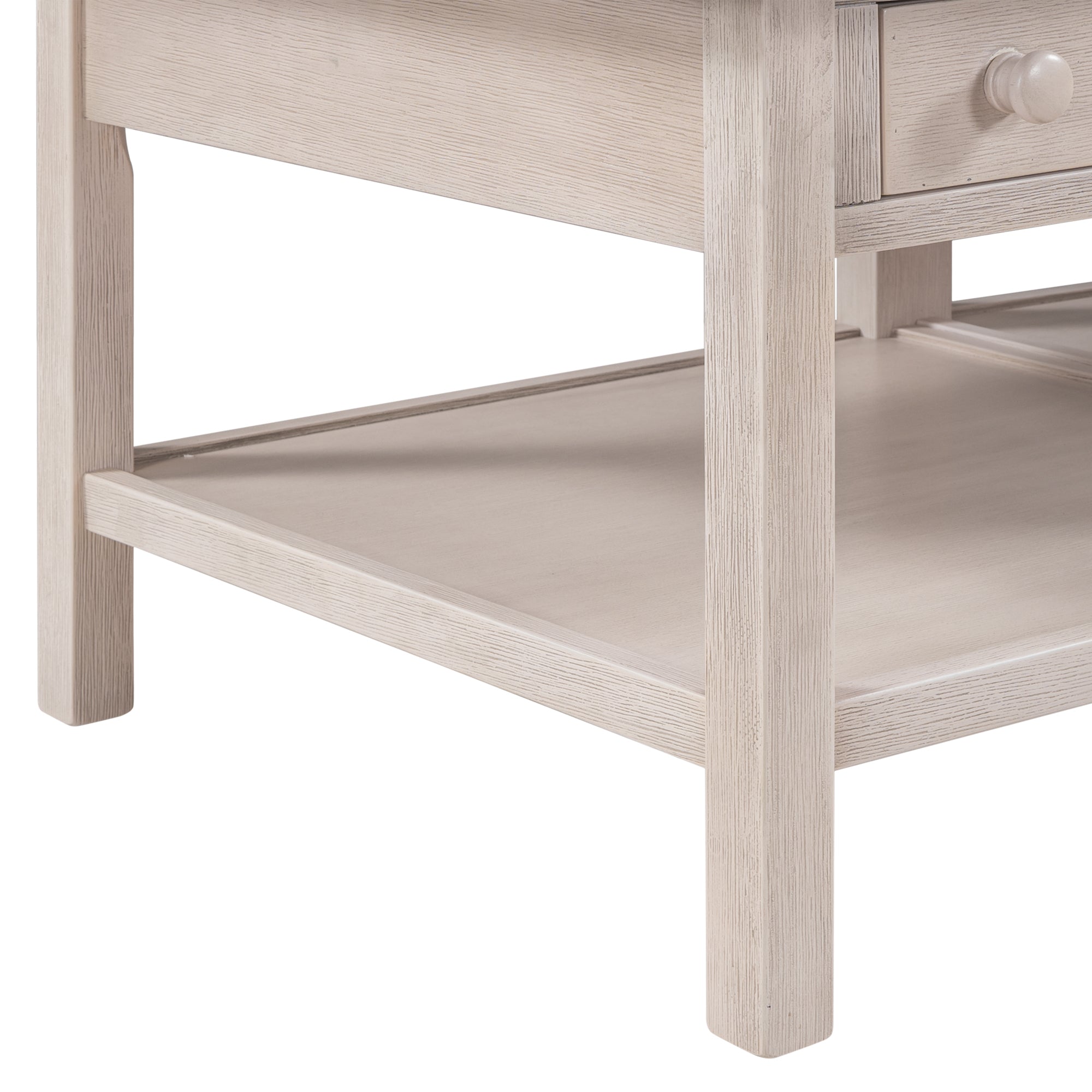 2-Drawer Solid Wood Coffee Table with Open Styled Shelf