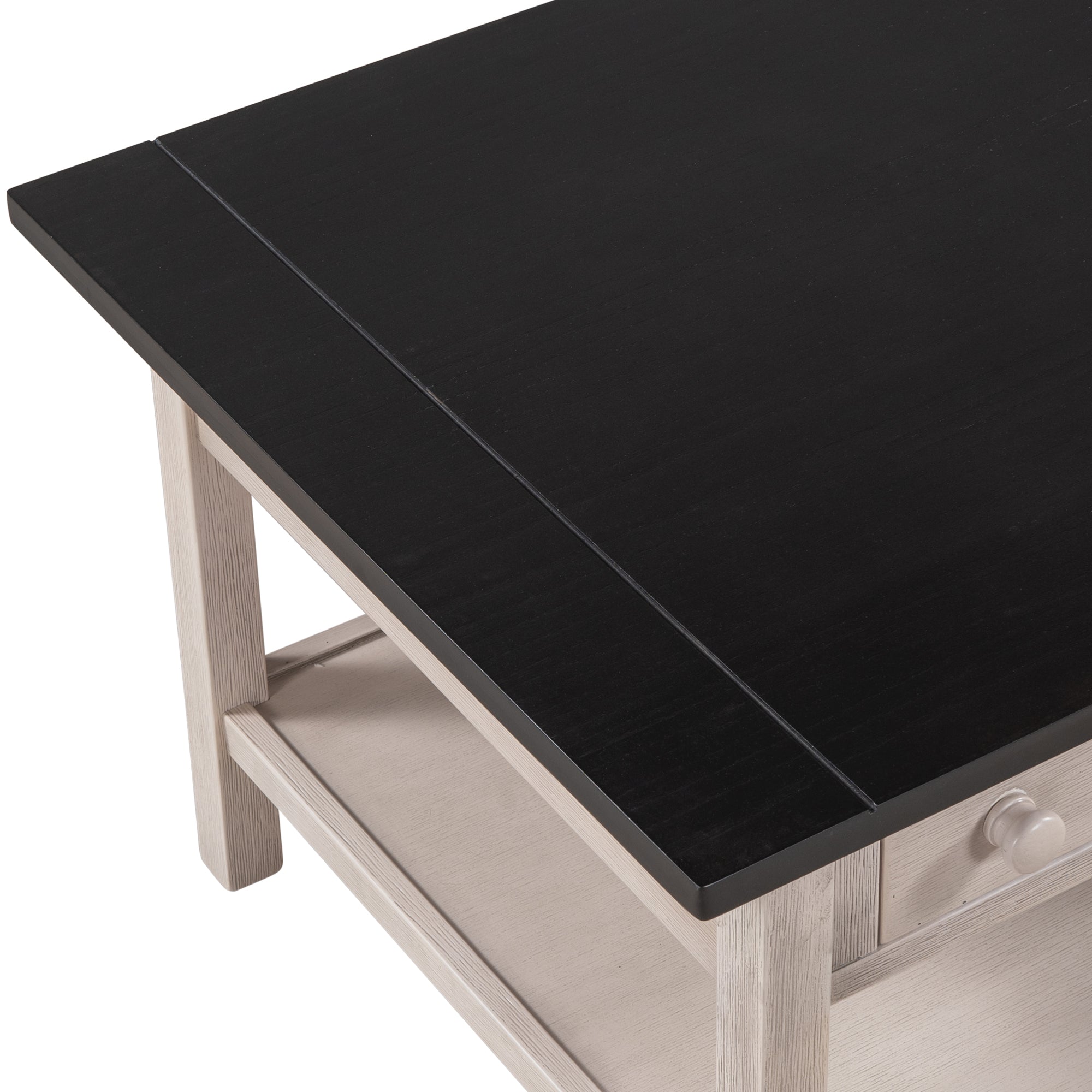 2-Drawer Solid Wood Coffee Table with Open Styled Shelf