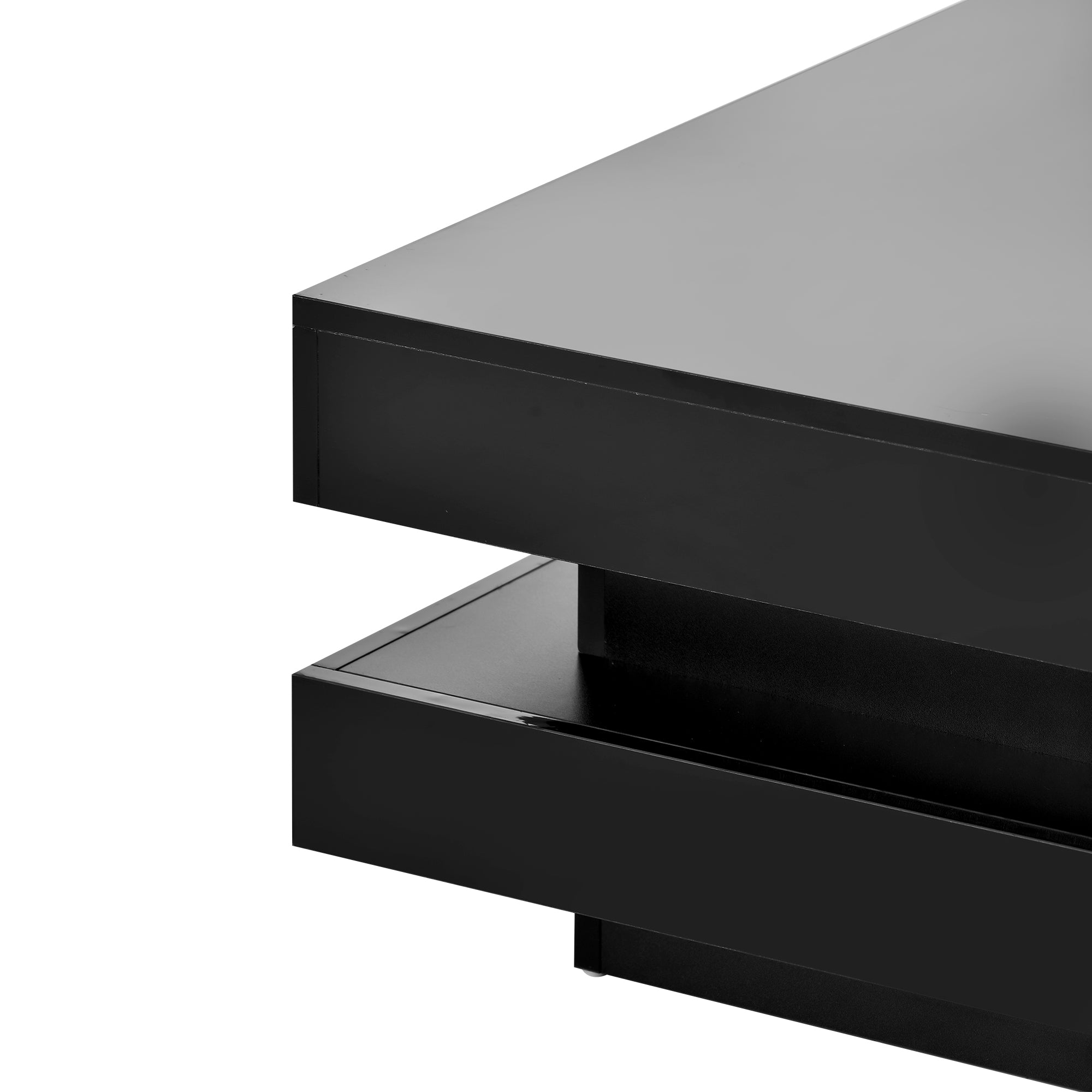 2-Tier Wood Coffee Table with 16-color LED Lights
