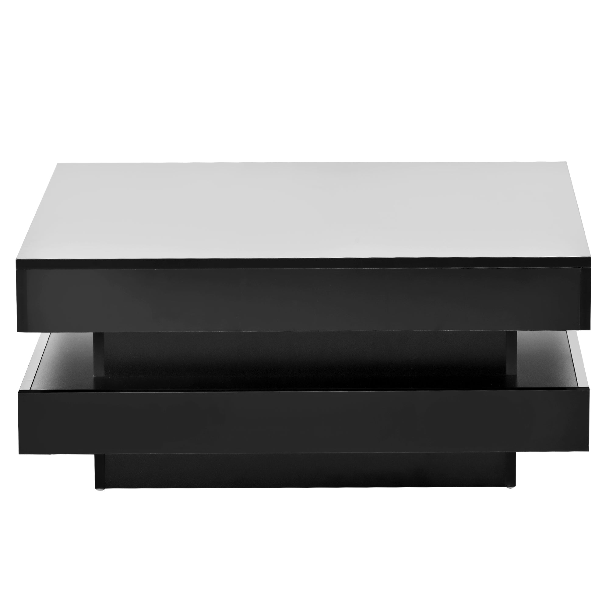 2-Tier Wood Coffee Table with 16-color LED Lights