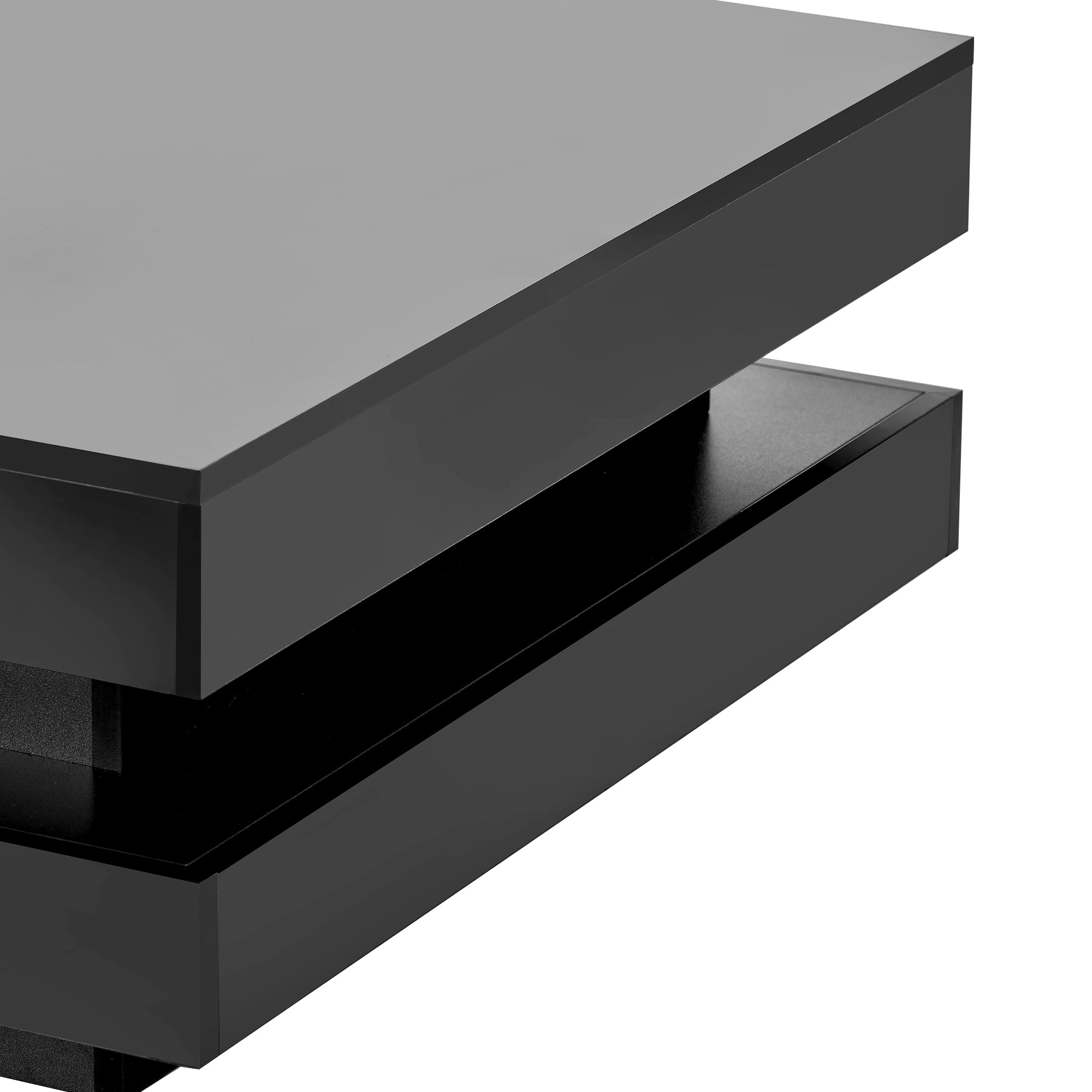 2-Tier Wood Coffee Table with 16-color LED Lights