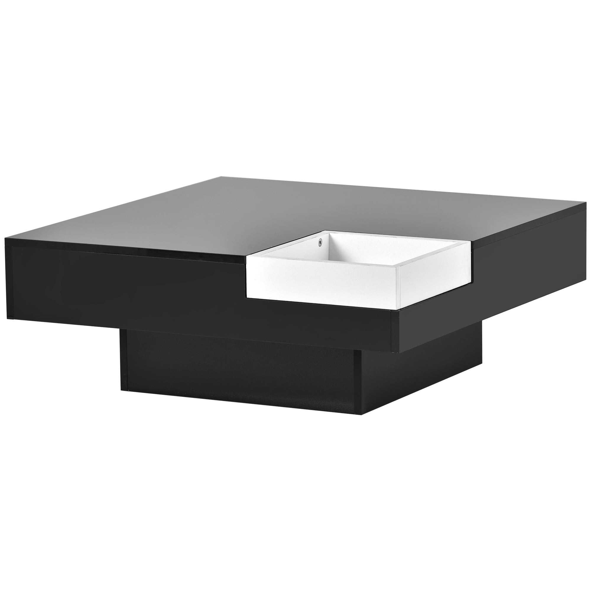 Square Coffee Table with 16-color LED Lights