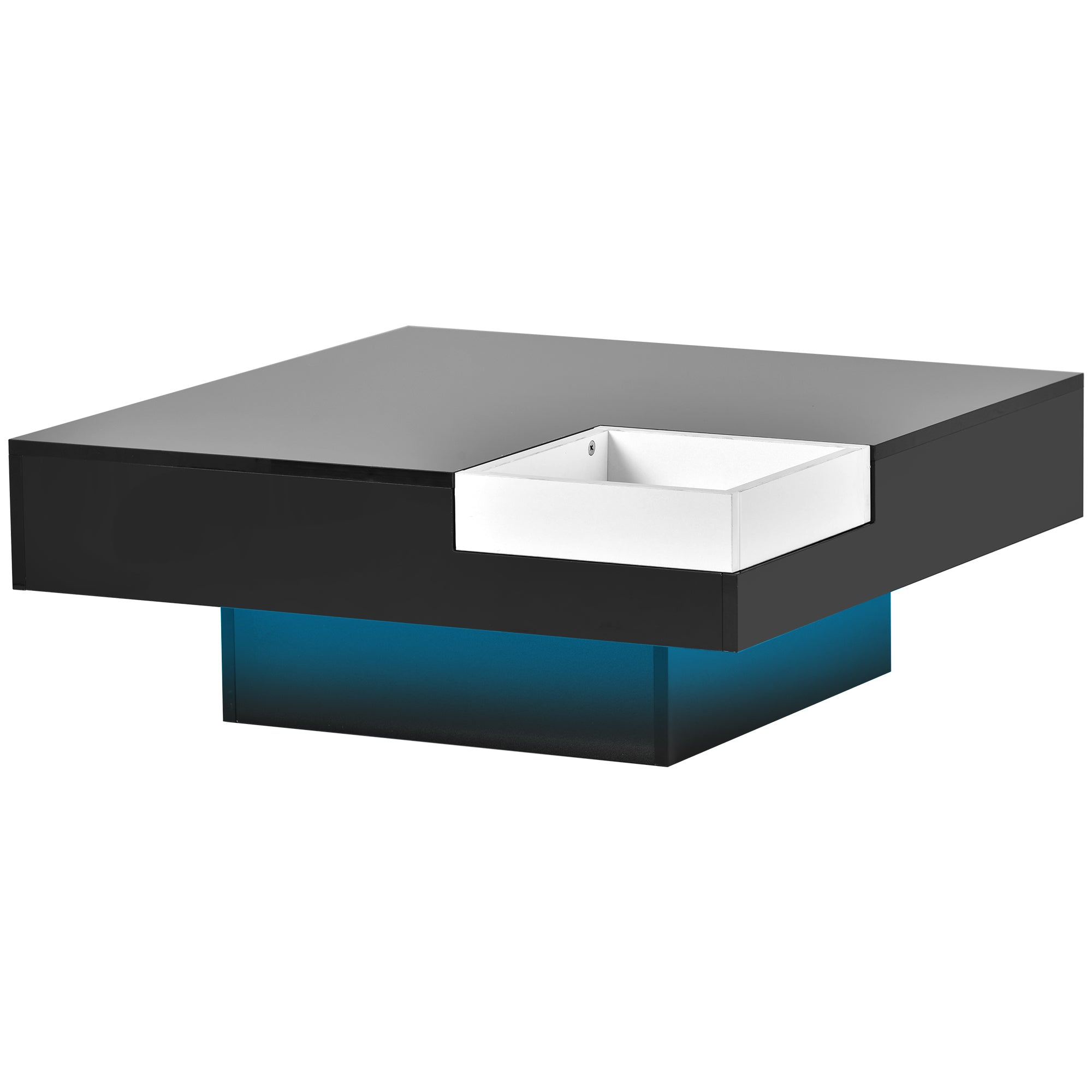 Square Coffee Table with 16-color LED Lights