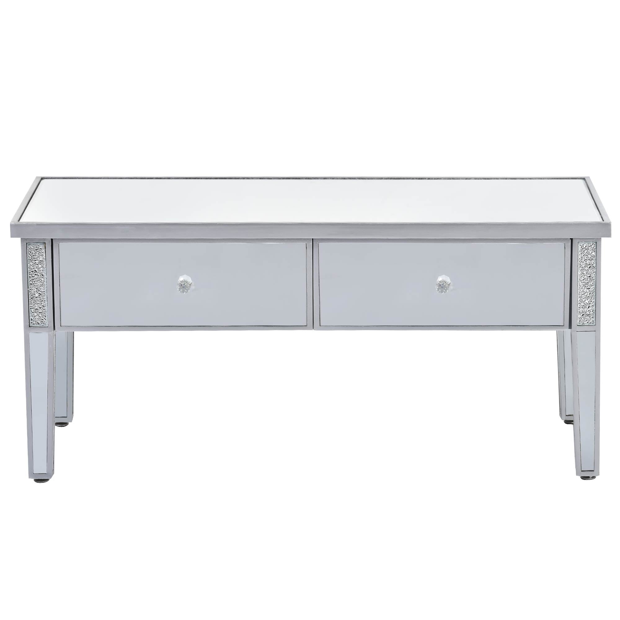 2-Drawer Mirrored Coffee Table with Adjustable Height