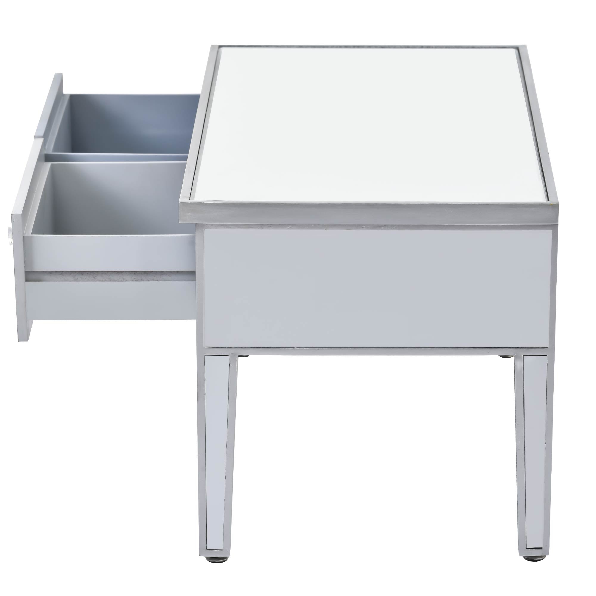 2-Drawer Mirrored Coffee Table with Adjustable Height