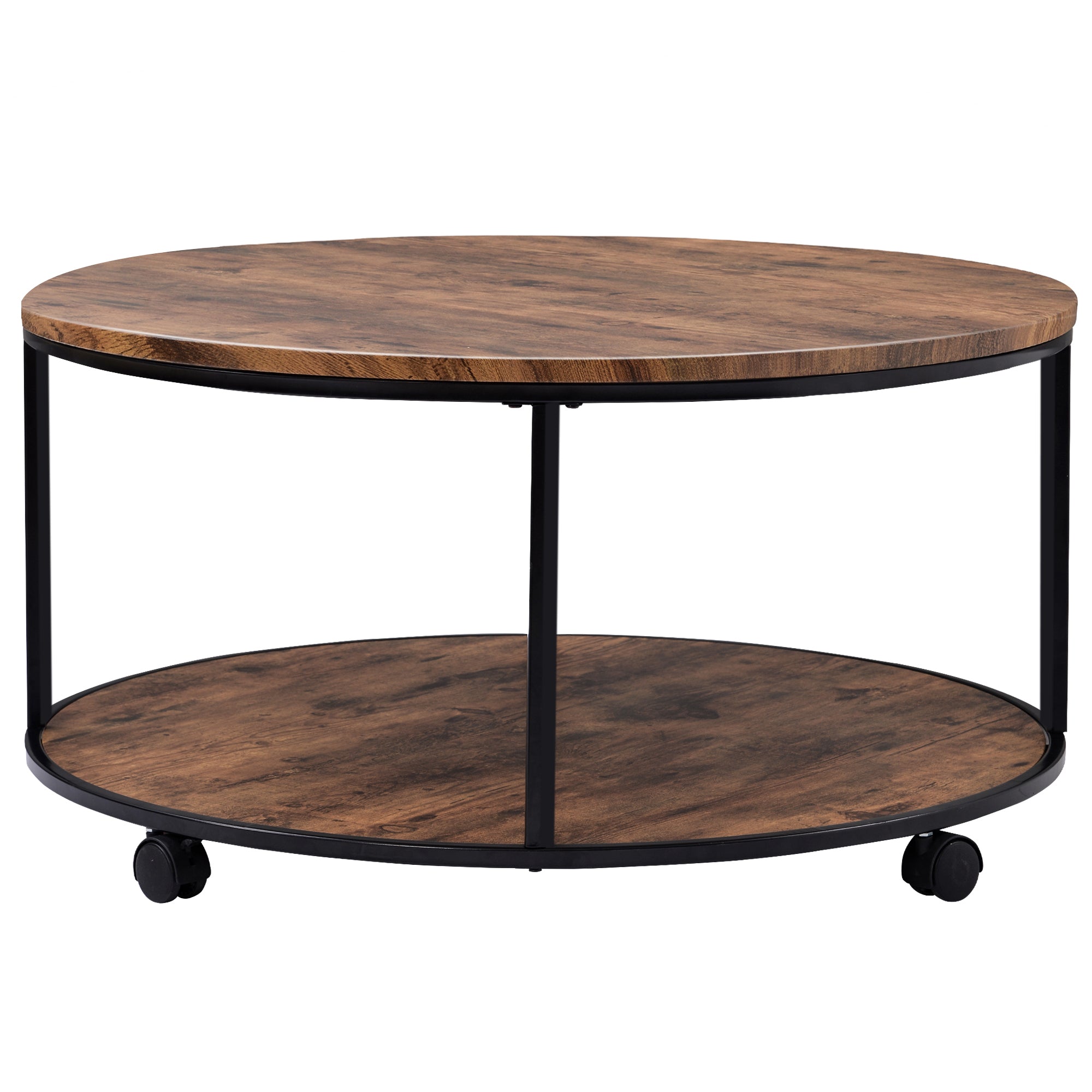 Wood Coffee Table with Caster Wheels