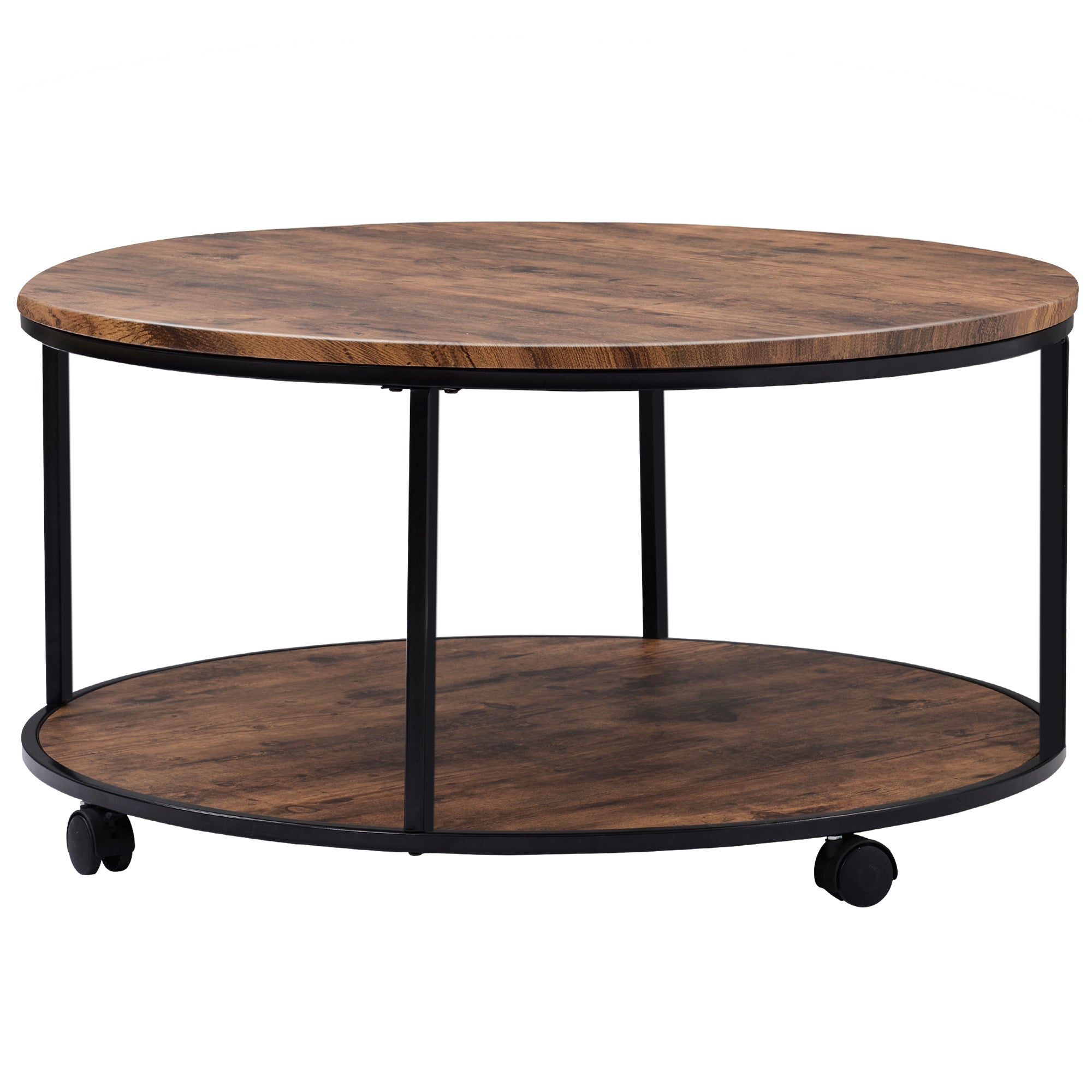 Wood Coffee Table with Caster Wheels