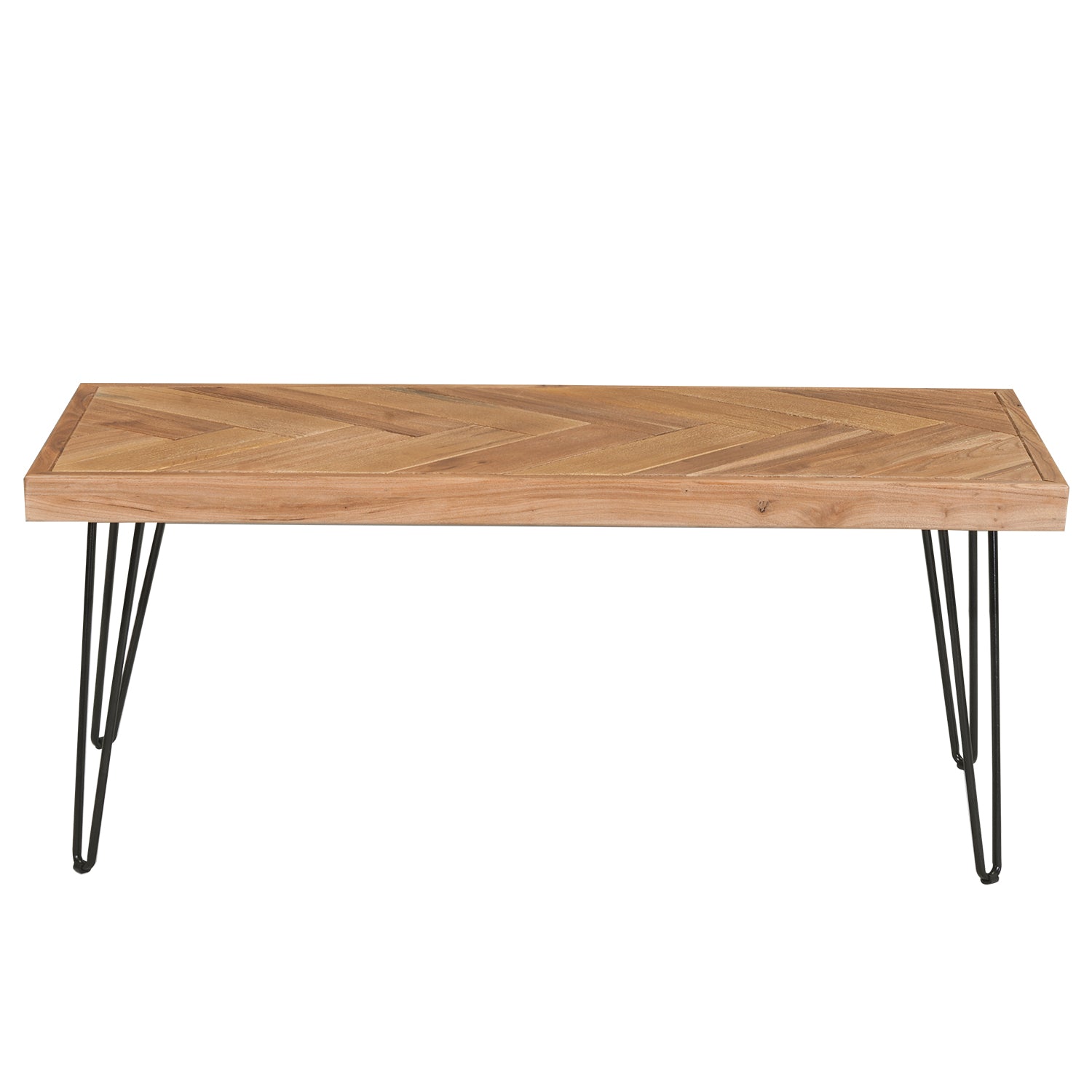 Wood Coffee Table with Metal Hairpin Legs