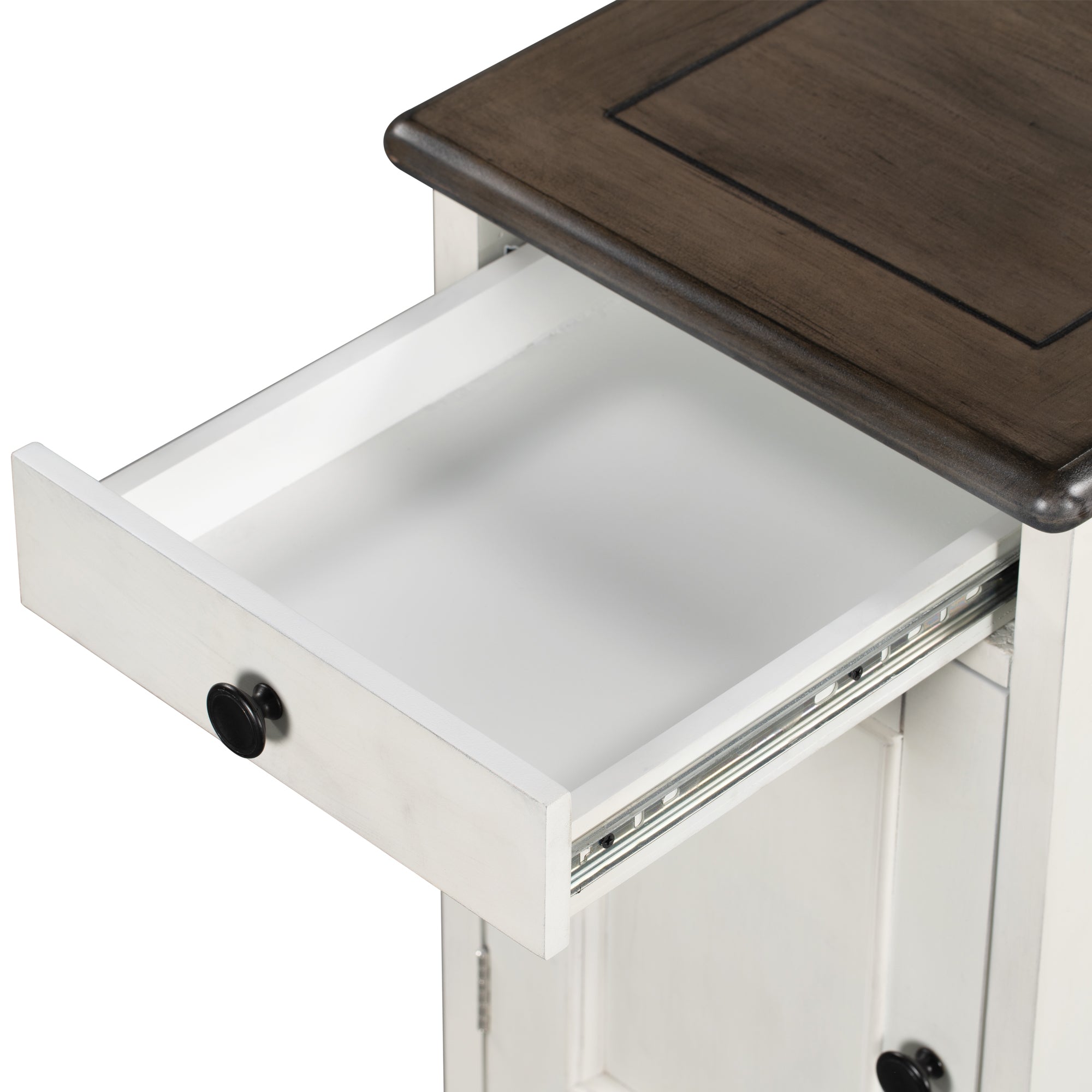 1-Drawer Solid Wood End Table with USB Ports