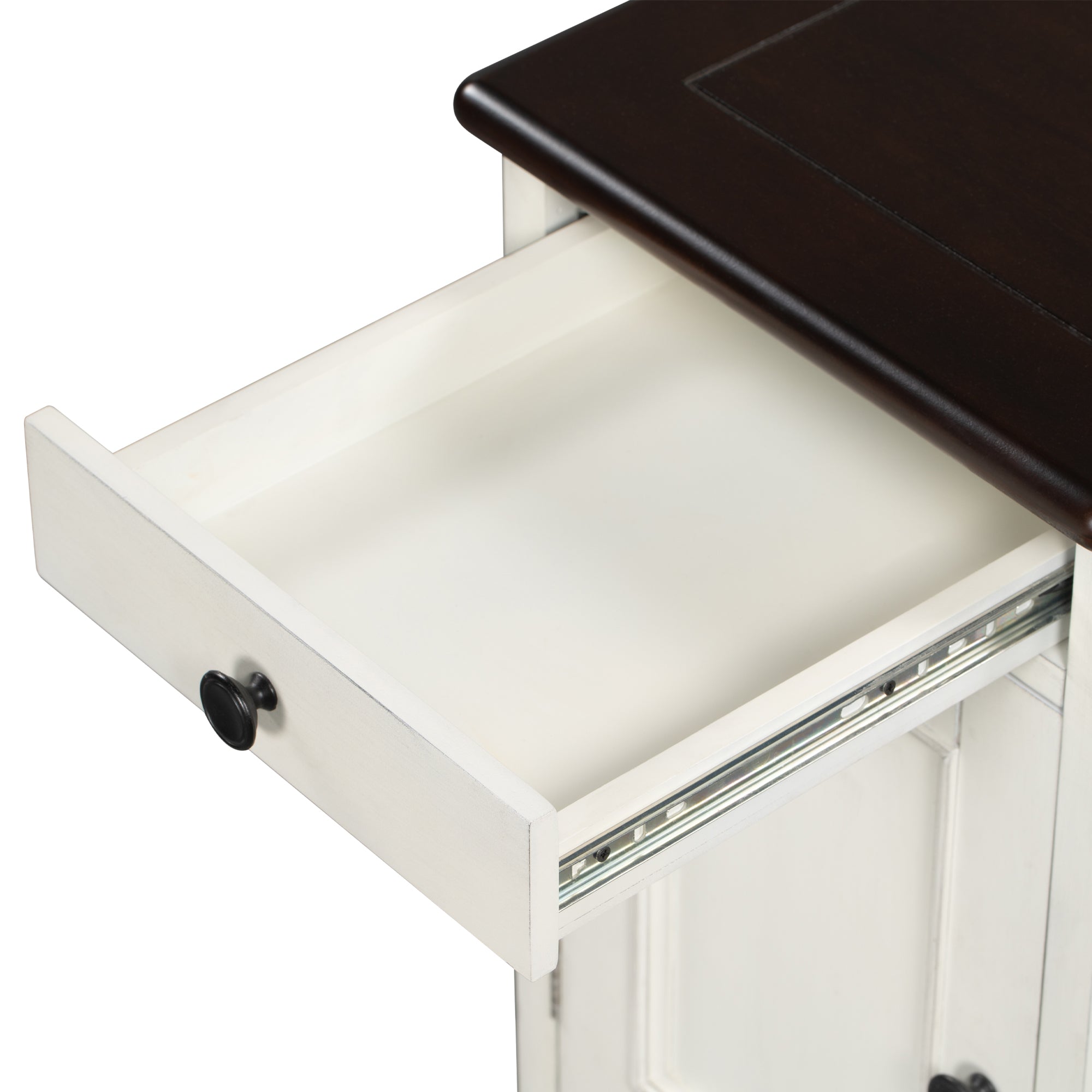 1-Drawer Solid Wood End Table with USB Ports