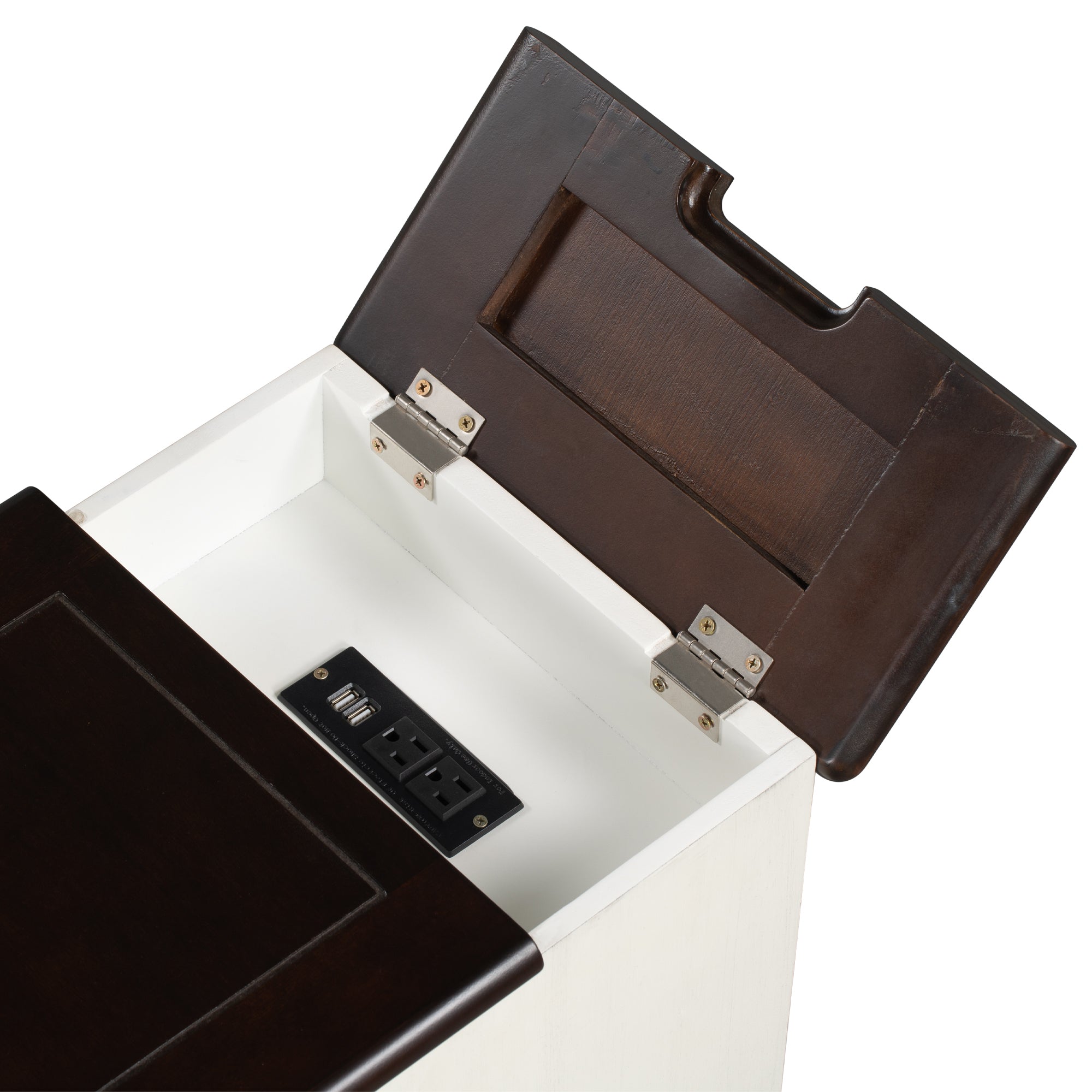 1-Drawer Solid Wood End Table with USB Ports