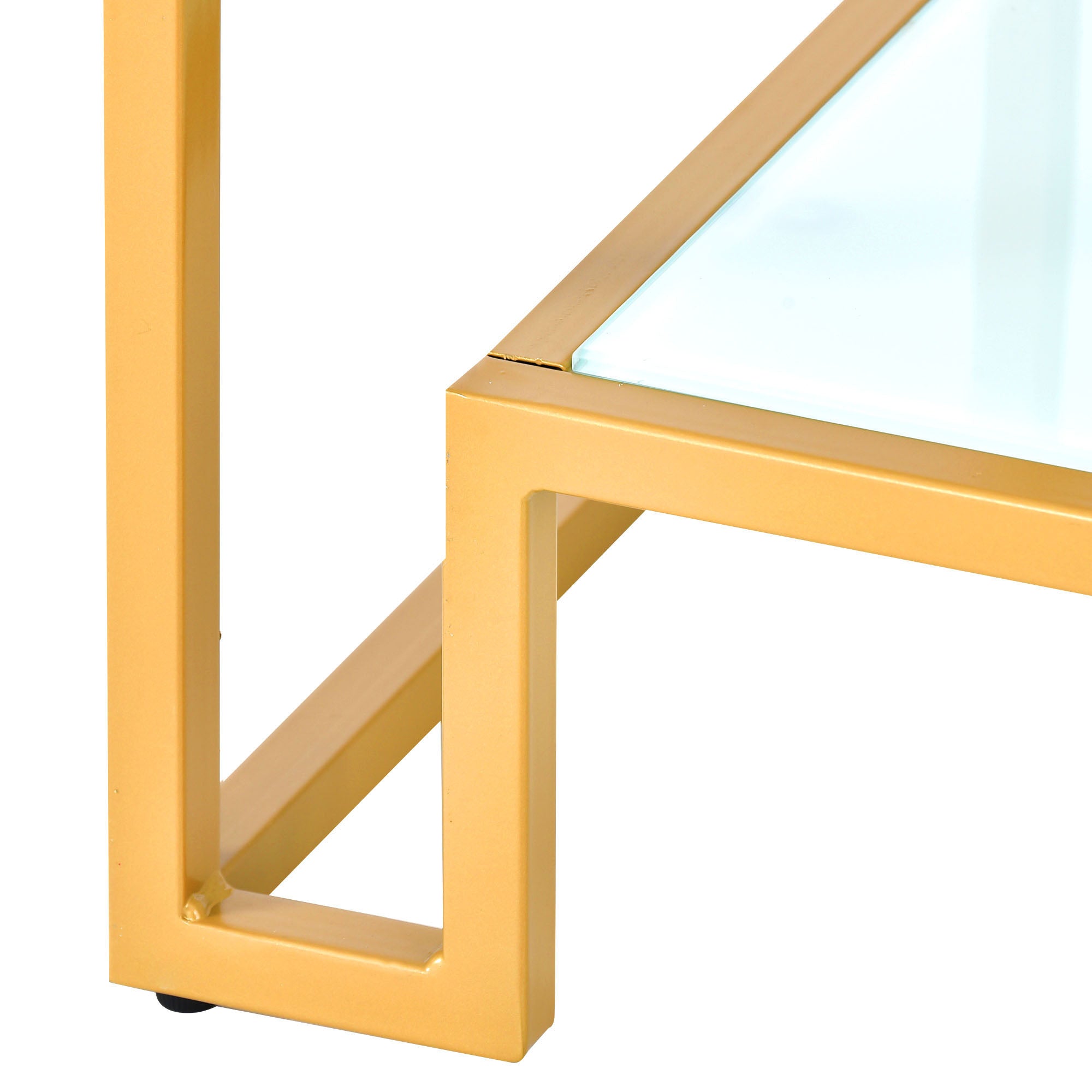 2-Tier Tempered Glass End Table in Gold