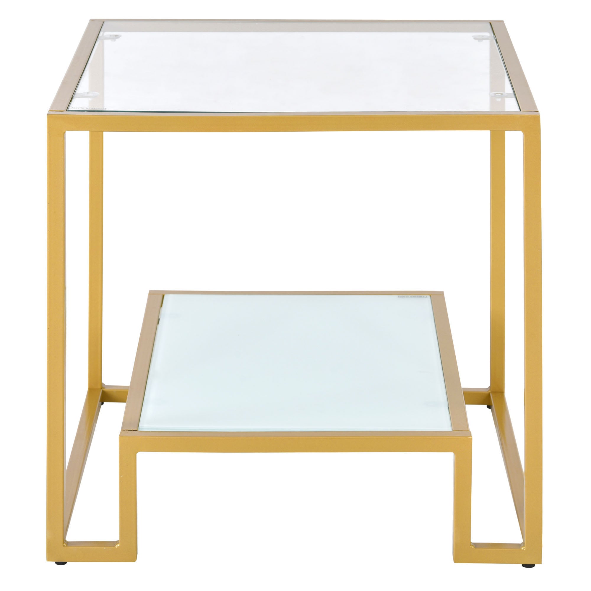 2-Tier Tempered Glass End Table in Gold