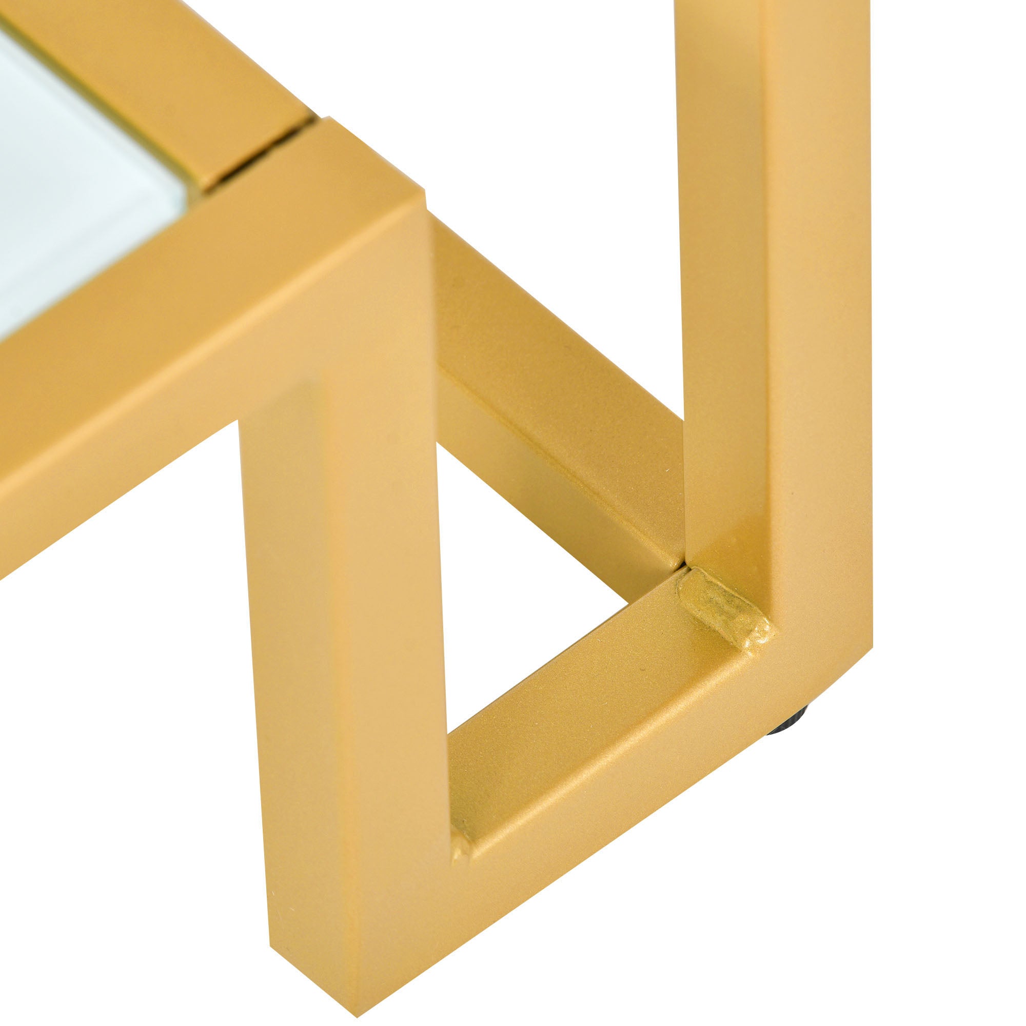 2-Tier Tempered Glass End Table in Gold