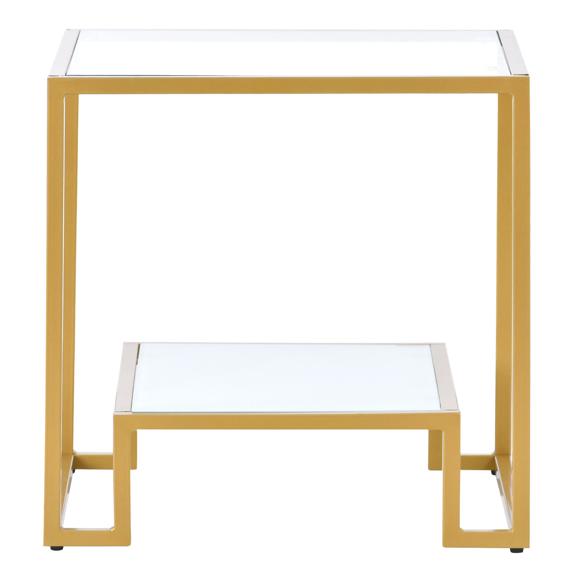 2-Tier Tempered Glass End Table in Gold