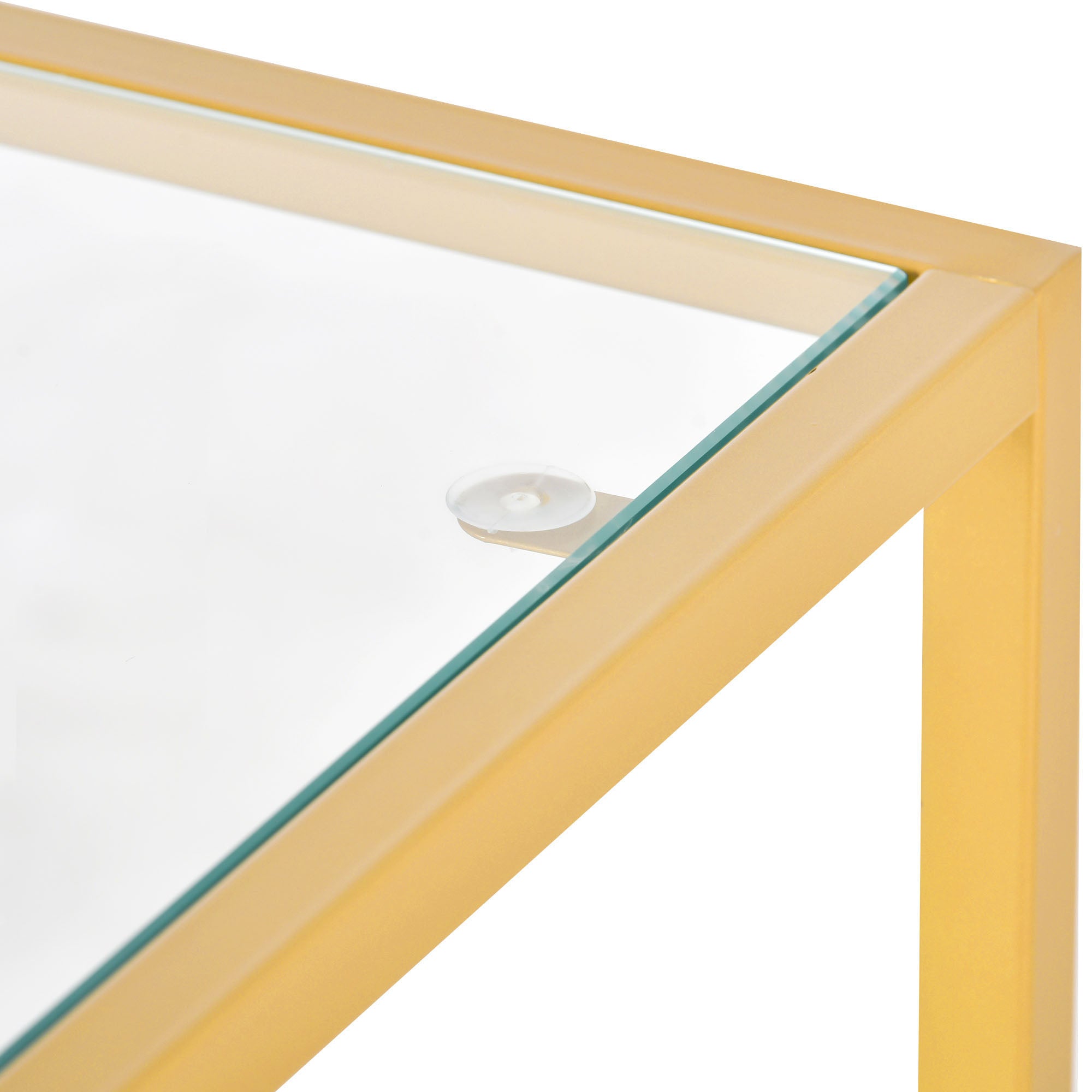 2-Tier Tempered Glass End Table in Gold