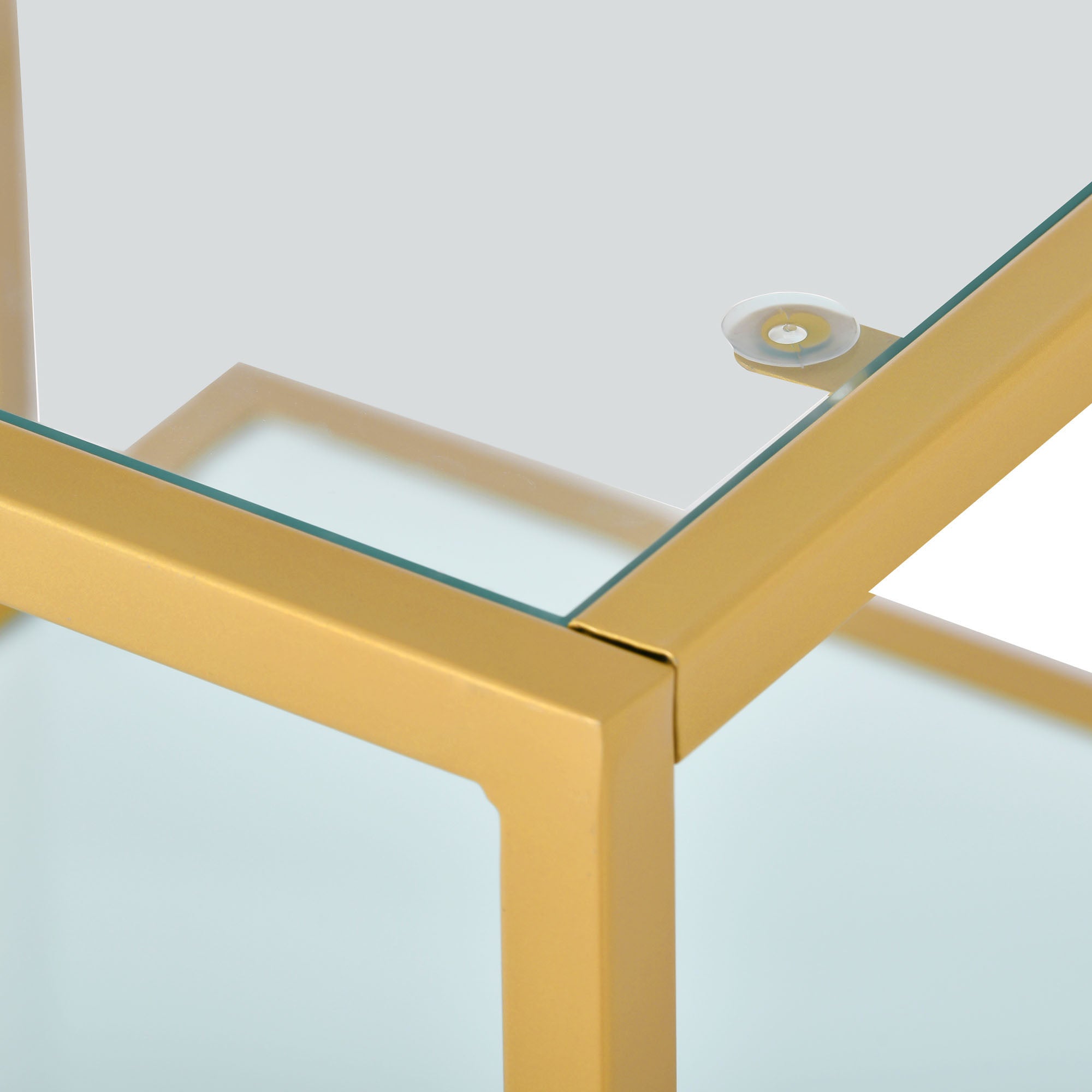 2-Tier Tempered Glass End Table in Gold