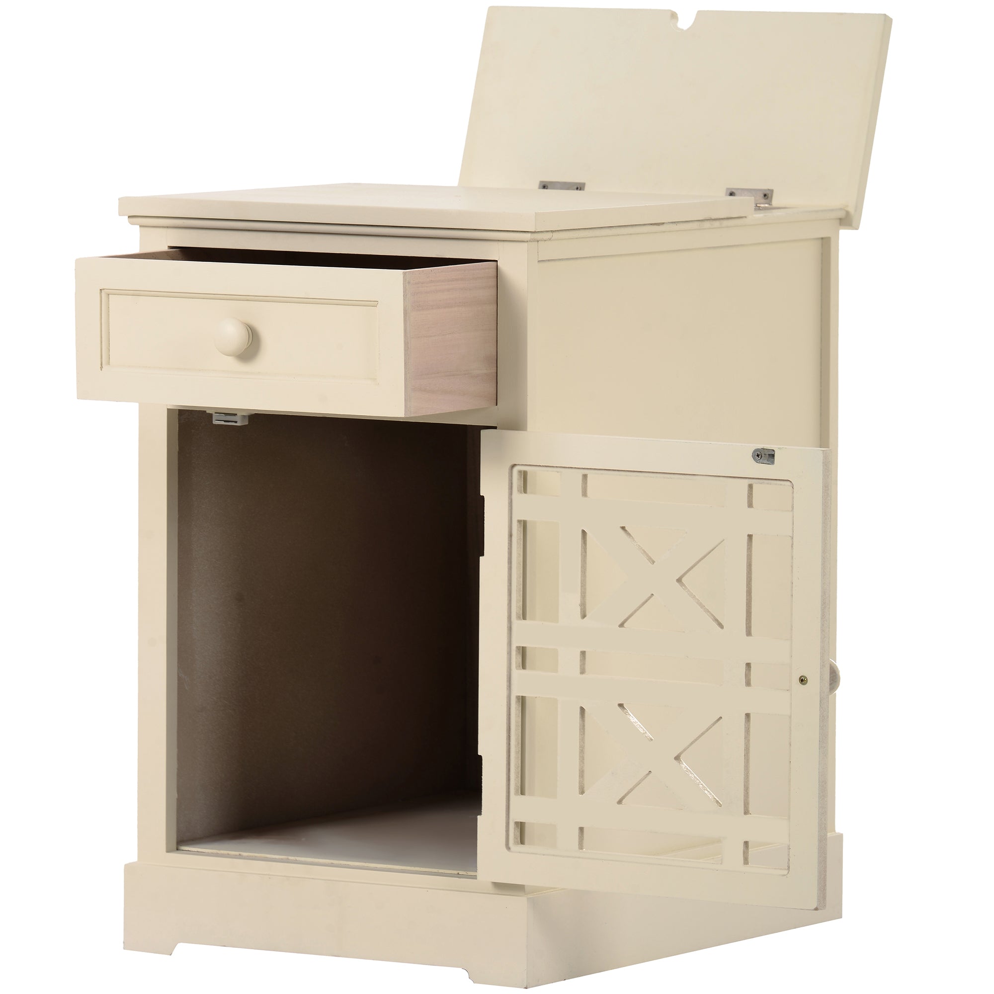 1-Drawer Solid Wood End Table with USB Port