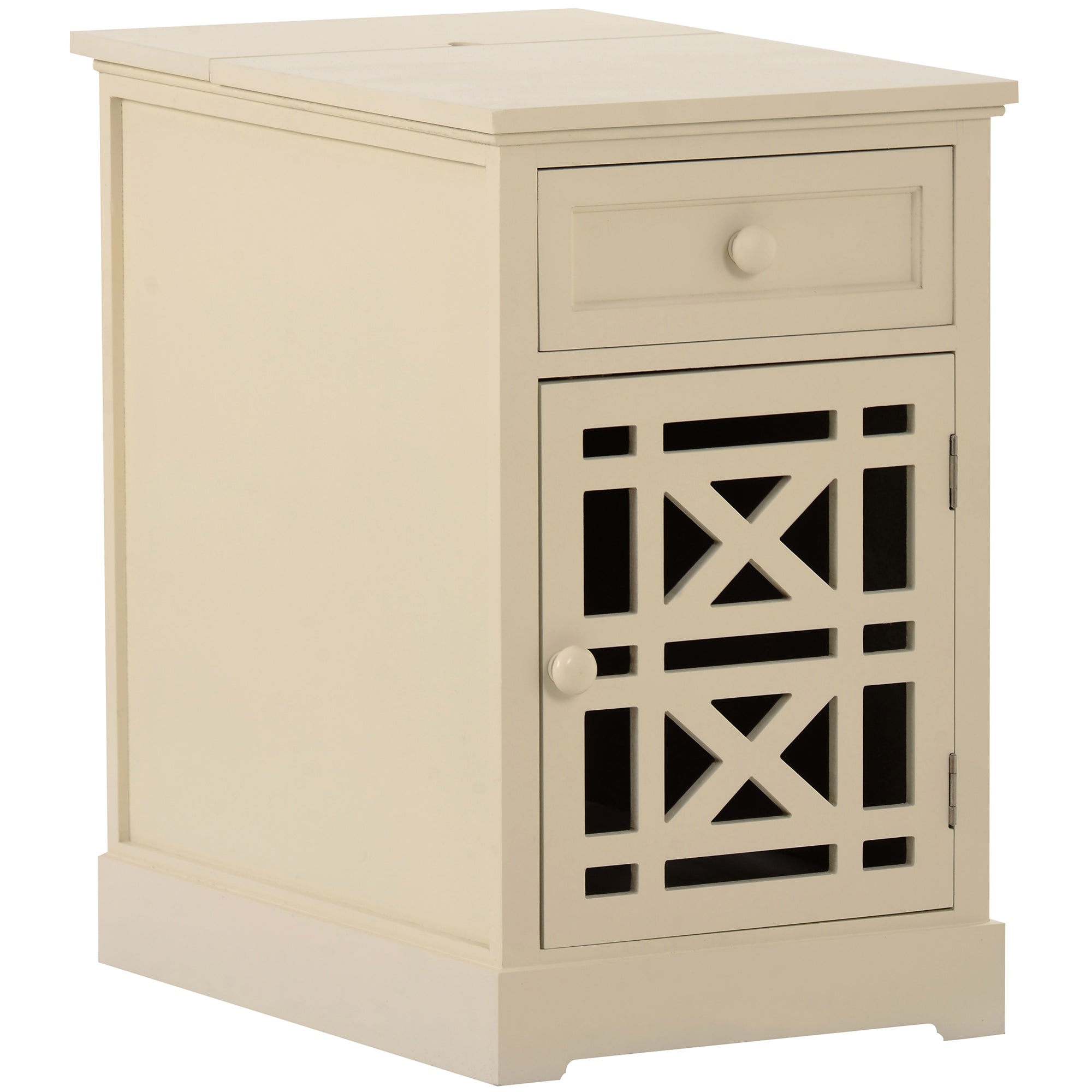 1-Drawer Solid Wood End Table with USB Port