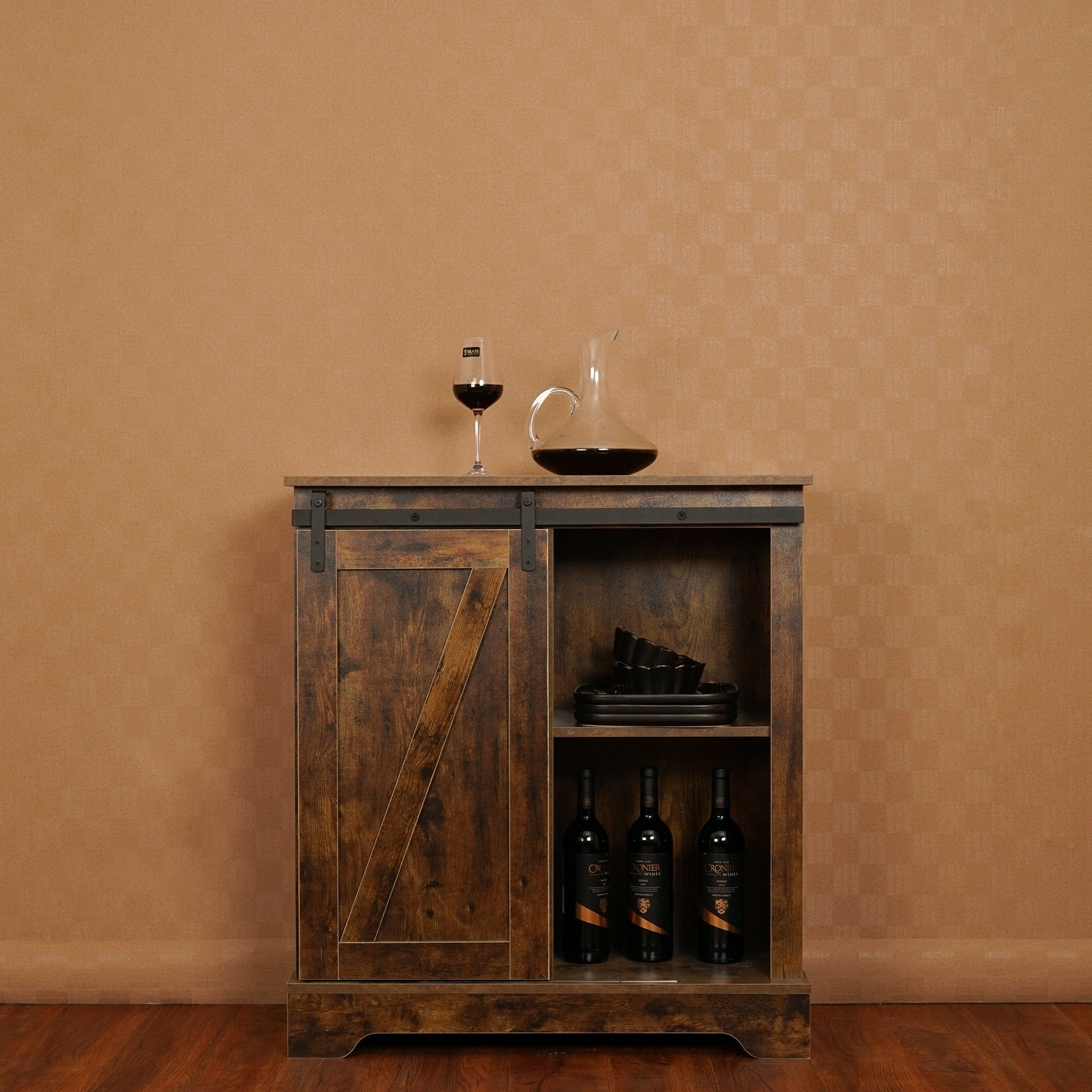 Wood Accent Cabinet with Sliding Barn Door