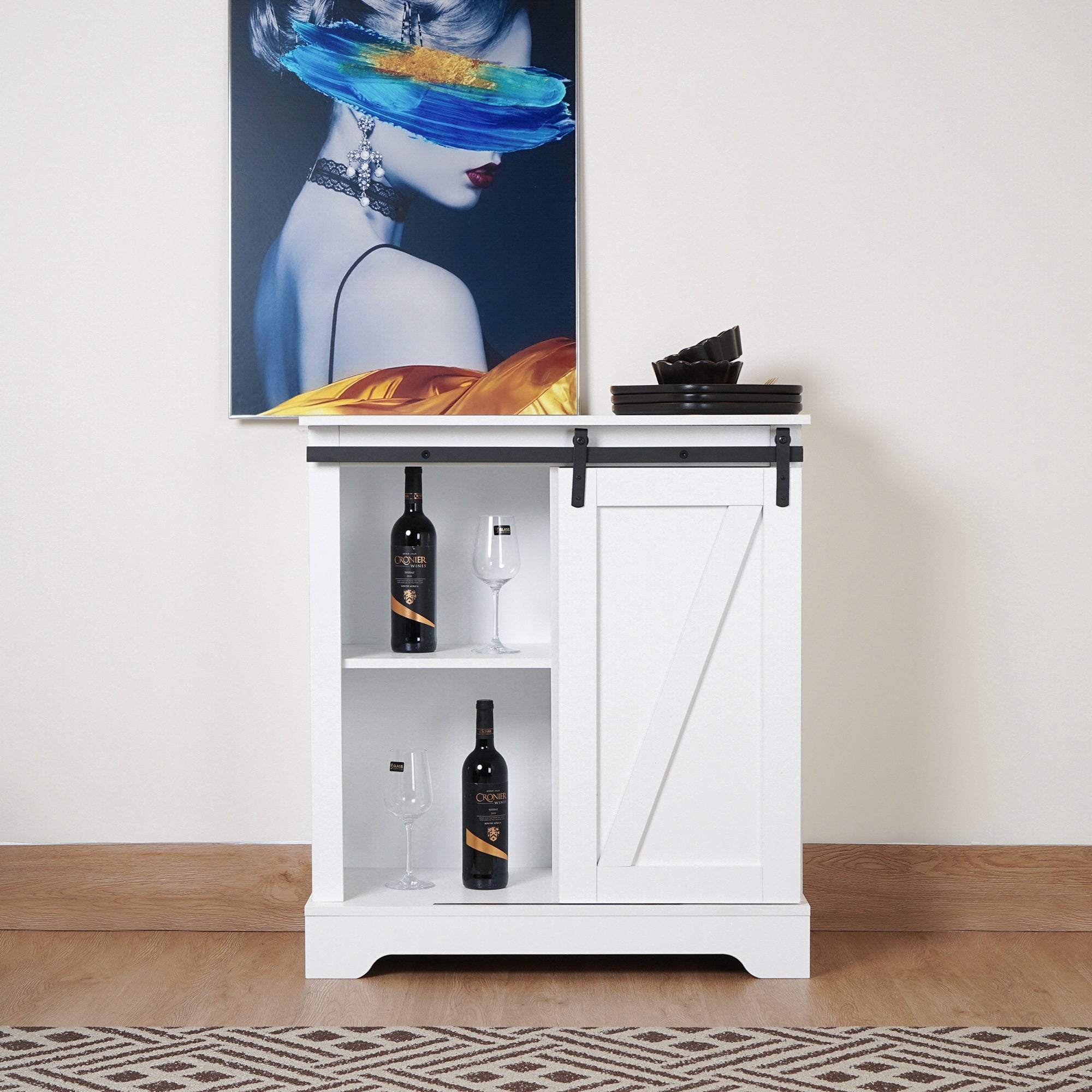 Wood Accent Cabinet with Sliding Barn Door