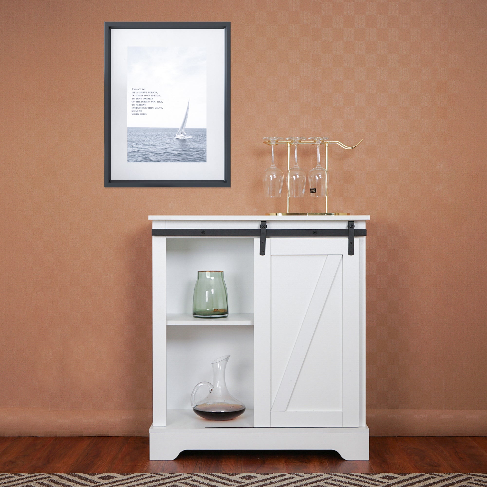 Wood Accent Cabinet with Sliding Barn Door