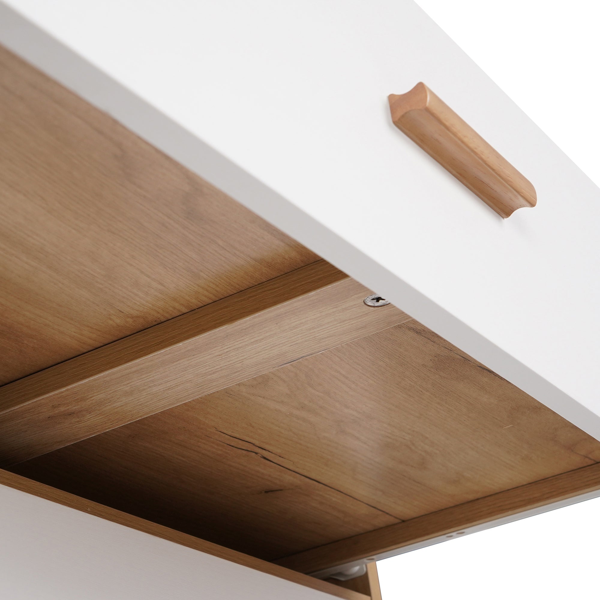 5-Drawer 32" W Wood Chest in Natural&White