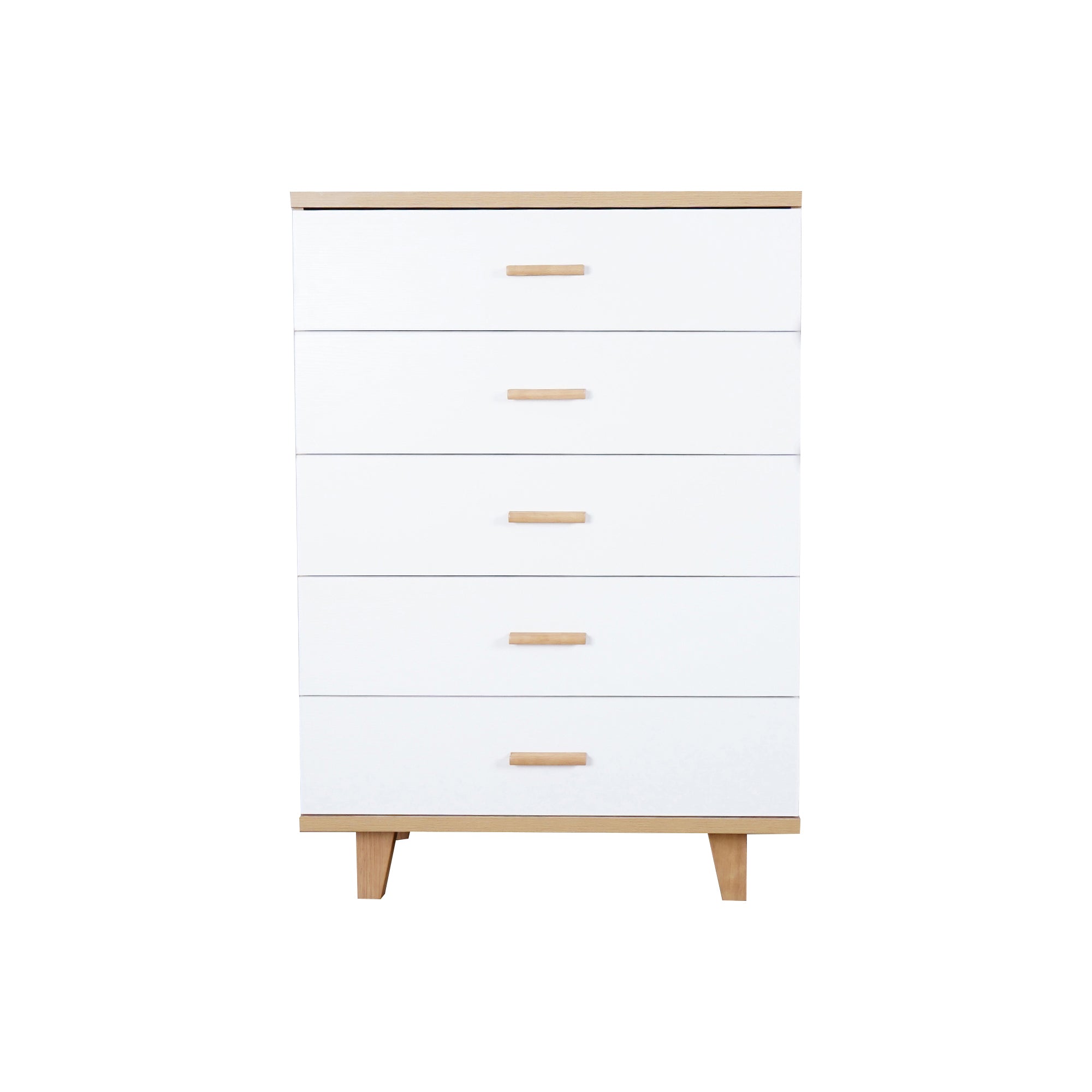 5-Drawer 32" W Wood Chest in Natural&White