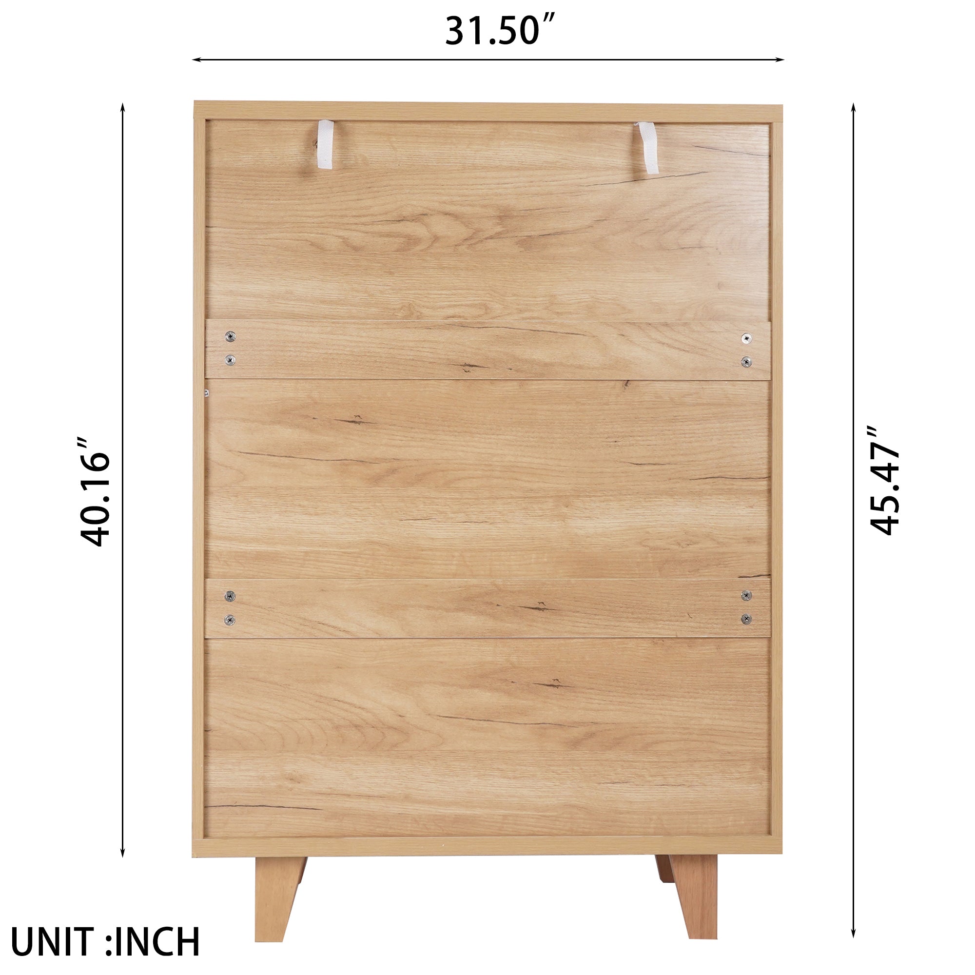 5-Drawer 32" W Wood Chest in Natural&White