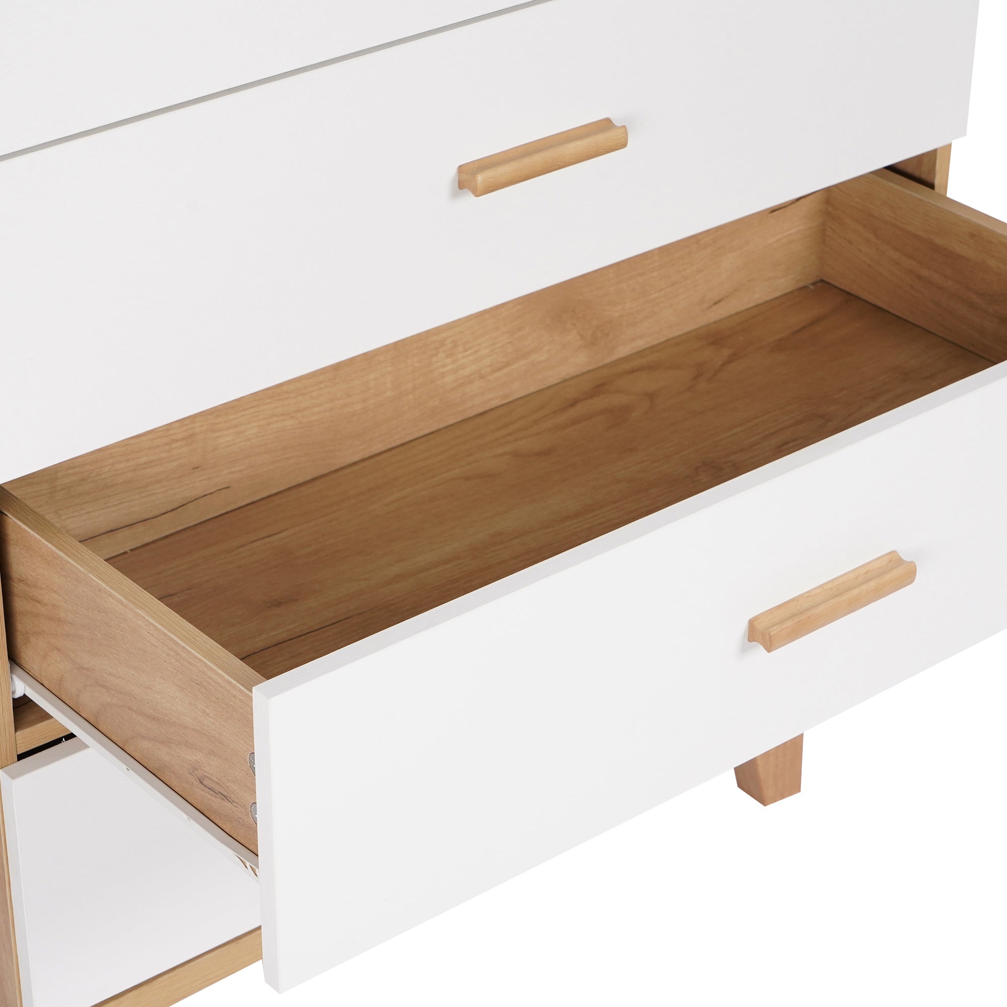 5-Drawer 32" W Wood Chest in Natural&White