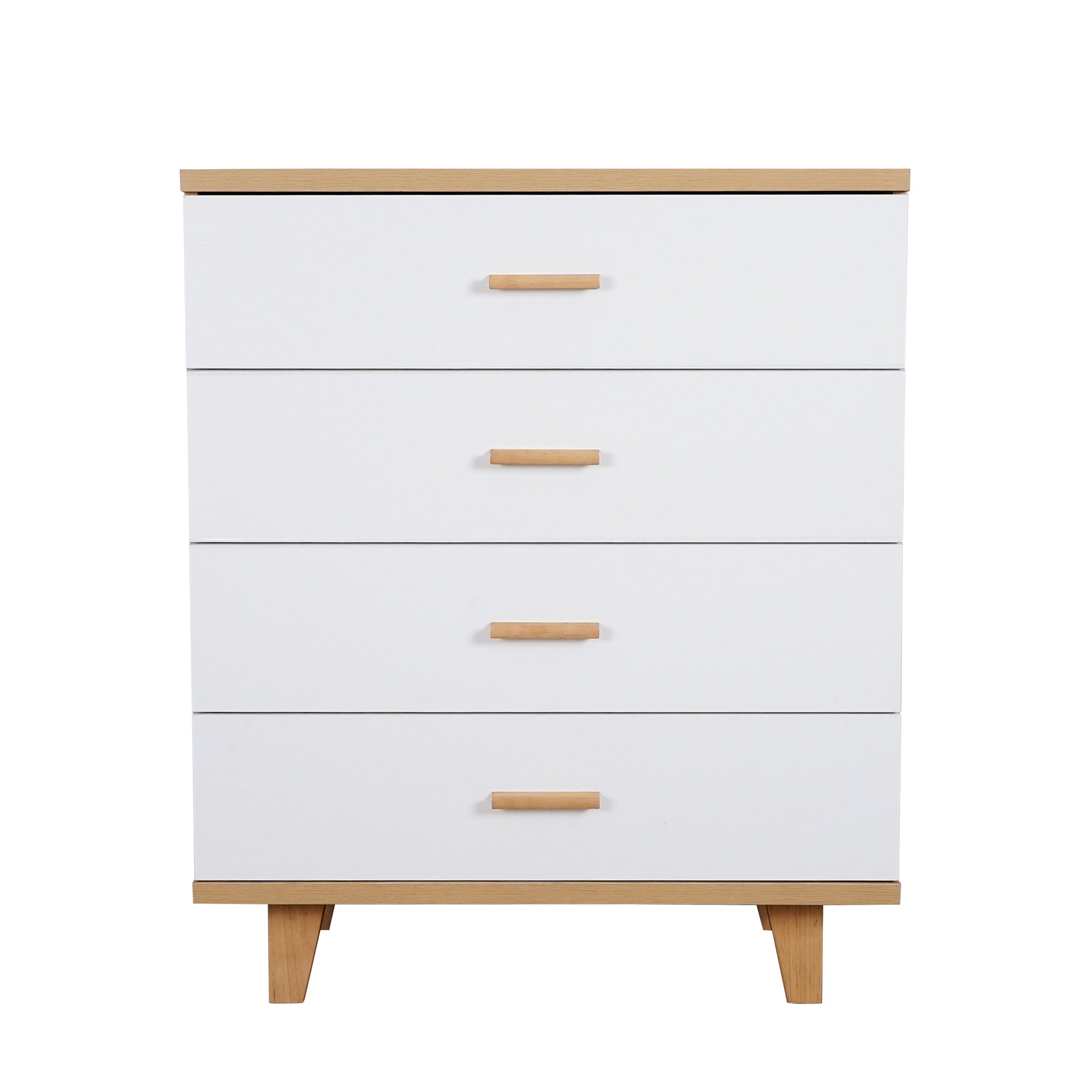 4-Drawer 32" W Wood Chest in Natural&White