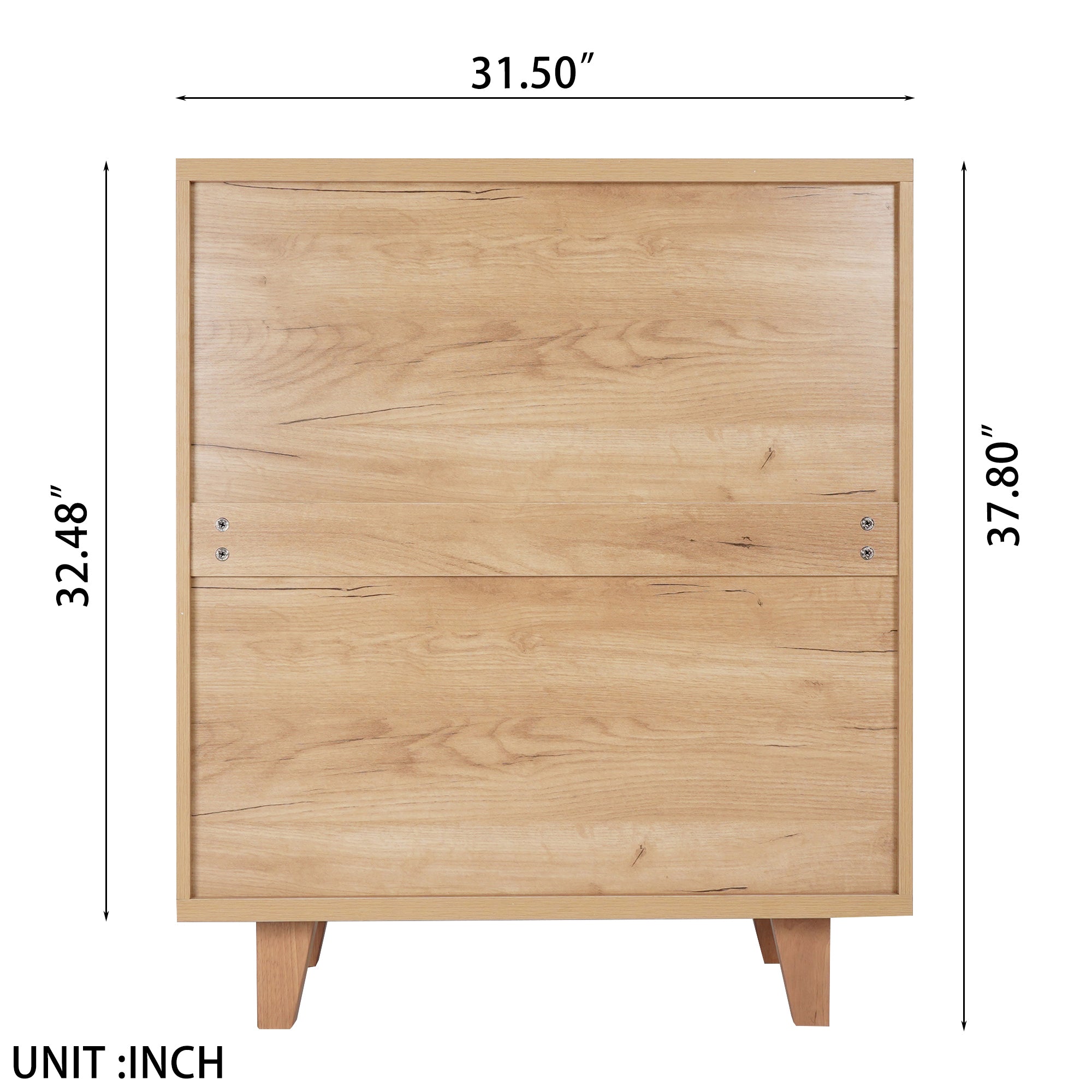 4-Drawer 32" W Wood Chest in Natural&White